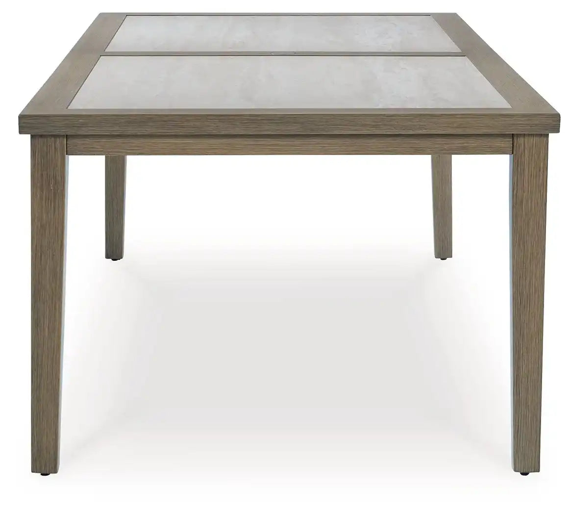 Rainier Ranch - Rectangle Dining Table With Umbrella Option - Brown / Beige - Best Buy Furniture