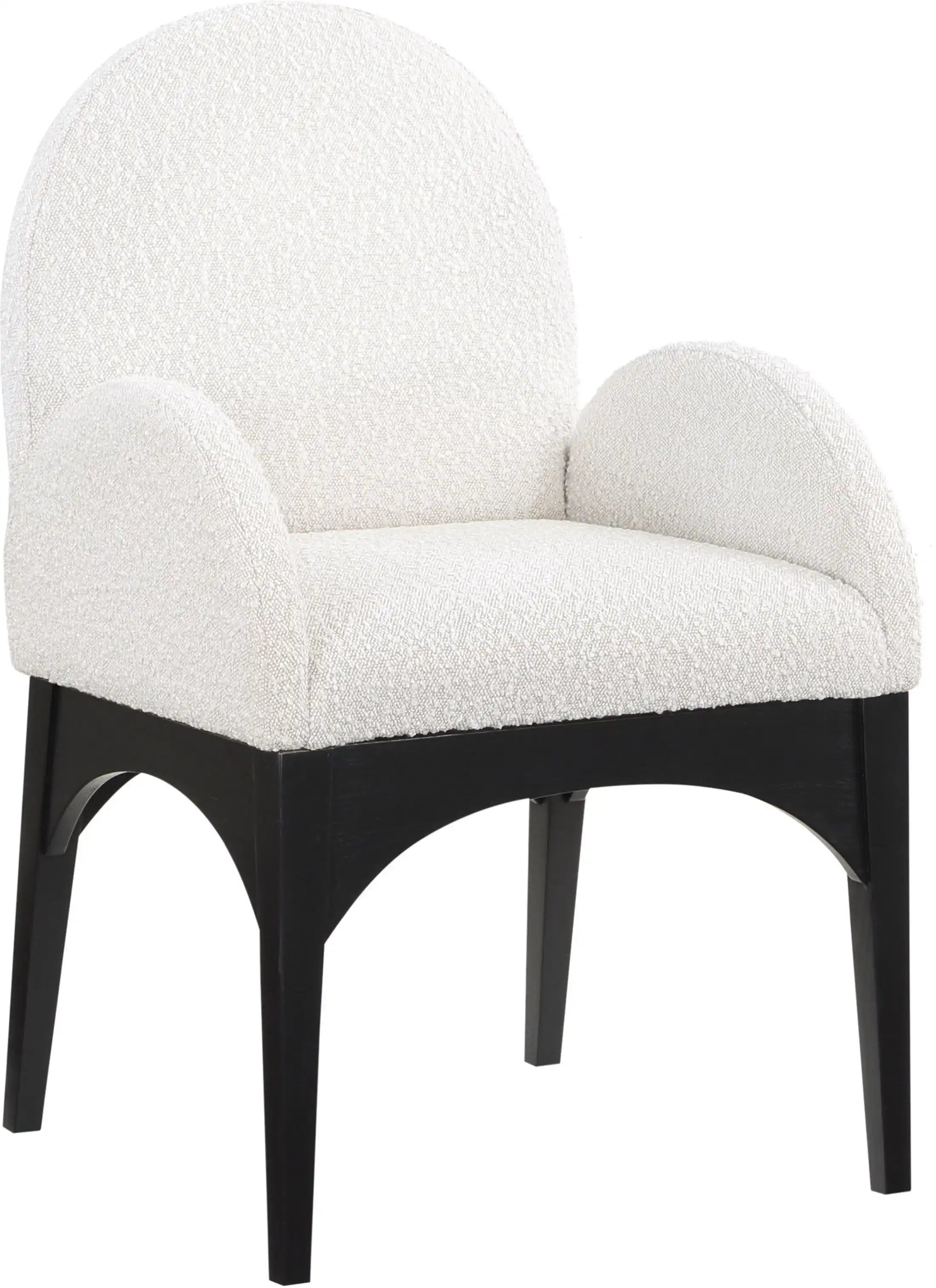Waldorf - Boucle Dining Arm Chair With Black Legs - Best Buy Furniture