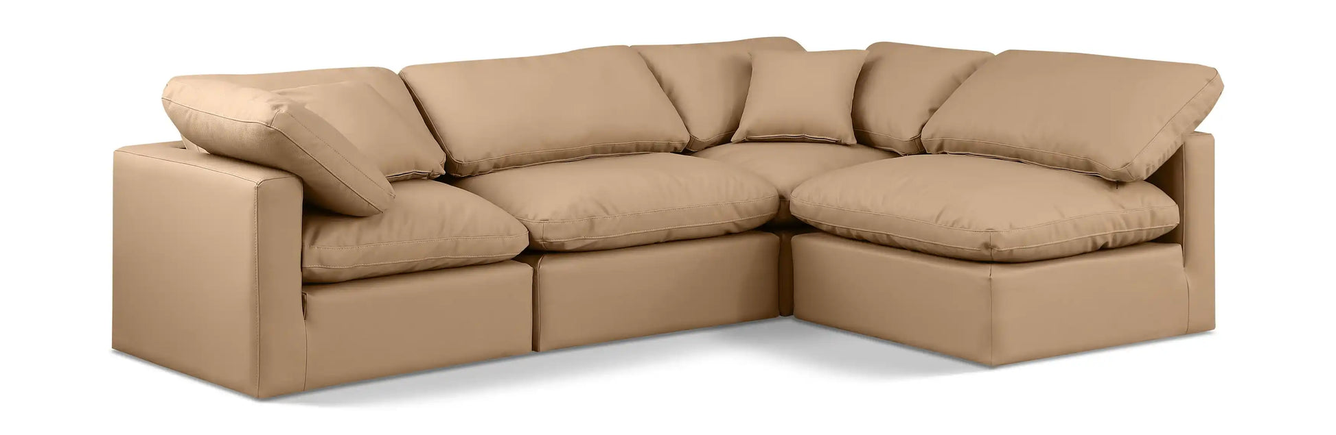 Indulge - Faux Leather 4 Piece Modular Sectional - Tan - Best Buy Furniture