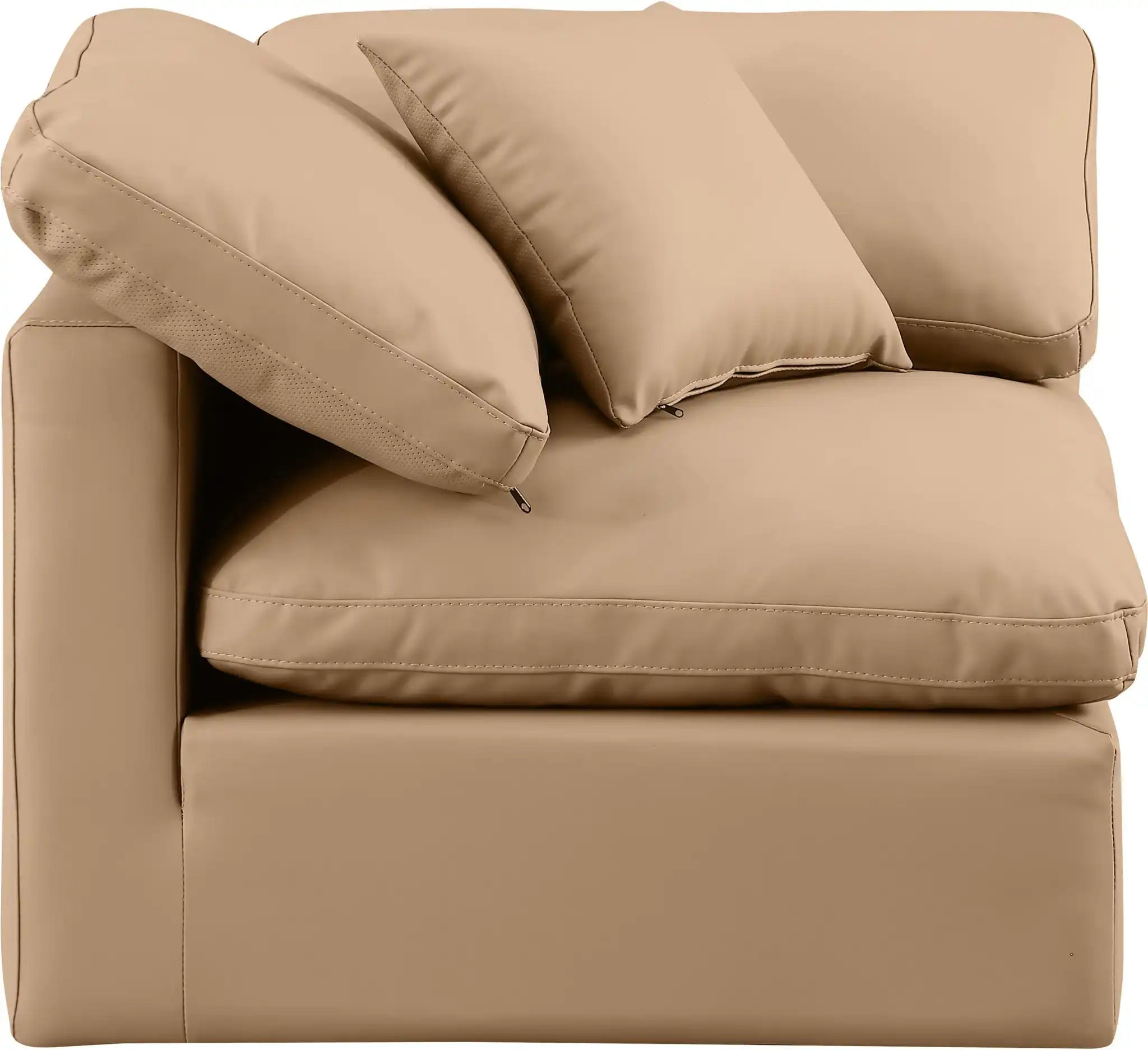 Indulge - Faux Leather Corner Chair - Tan