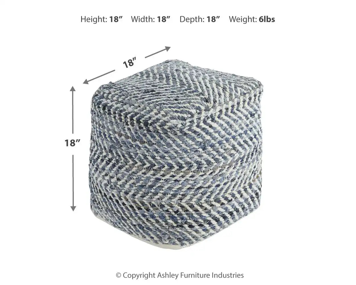 Chevron - Pouf - Blue - Best Buy Furniture