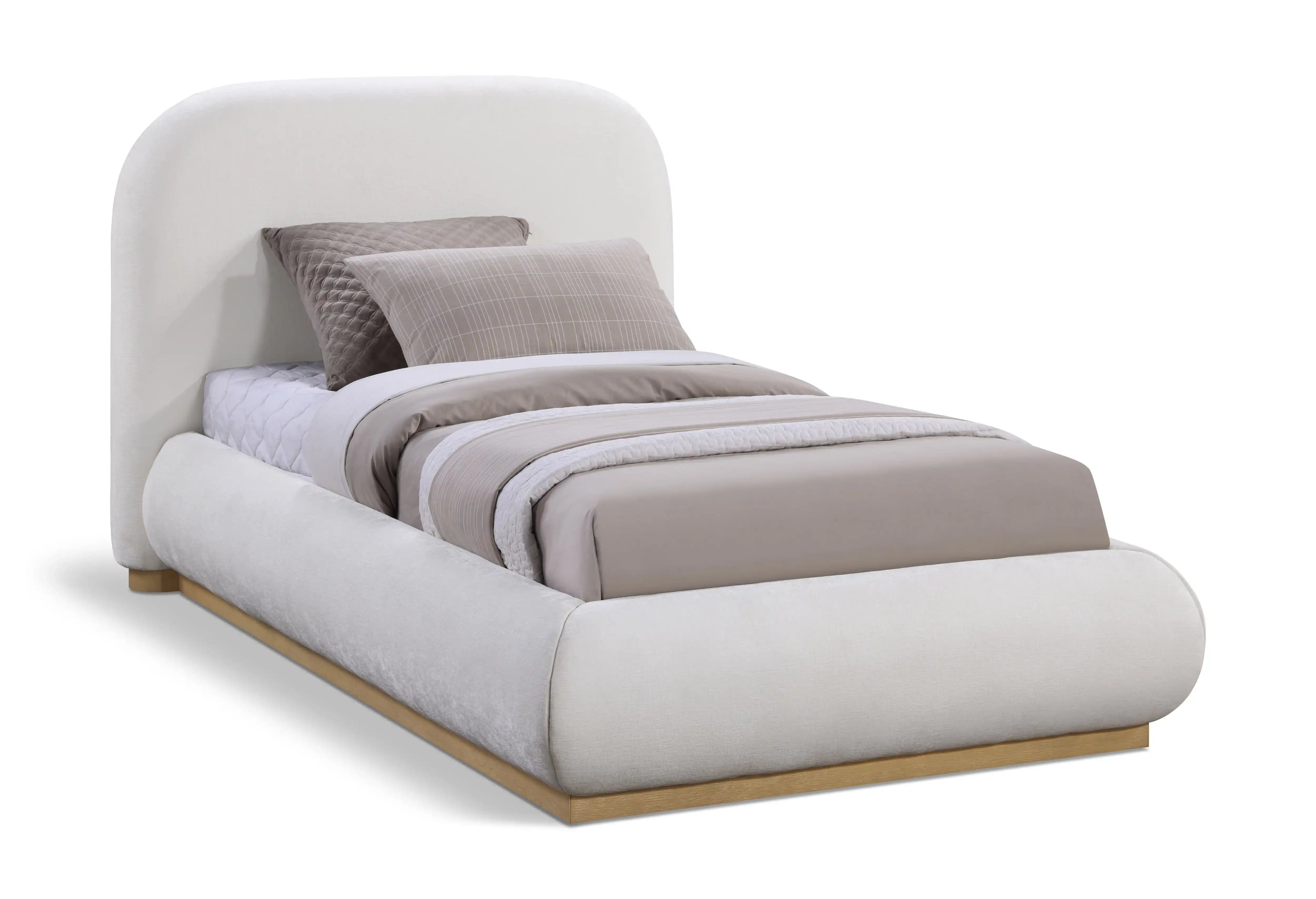 Vaughn - Chenille Bed With Natural Base - Best Buy Furniture