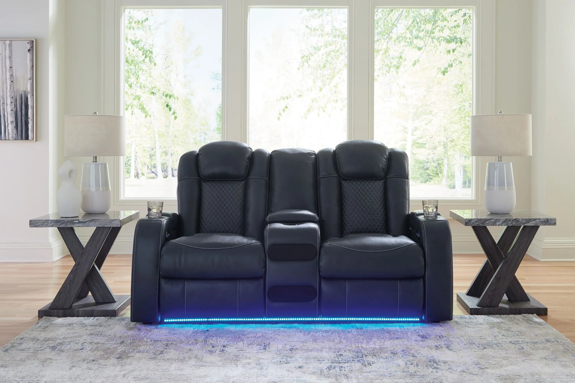 Fyne-dyme - Power Reclining Loveseat With Console/Adj Hdrst - Best Buy Furniture