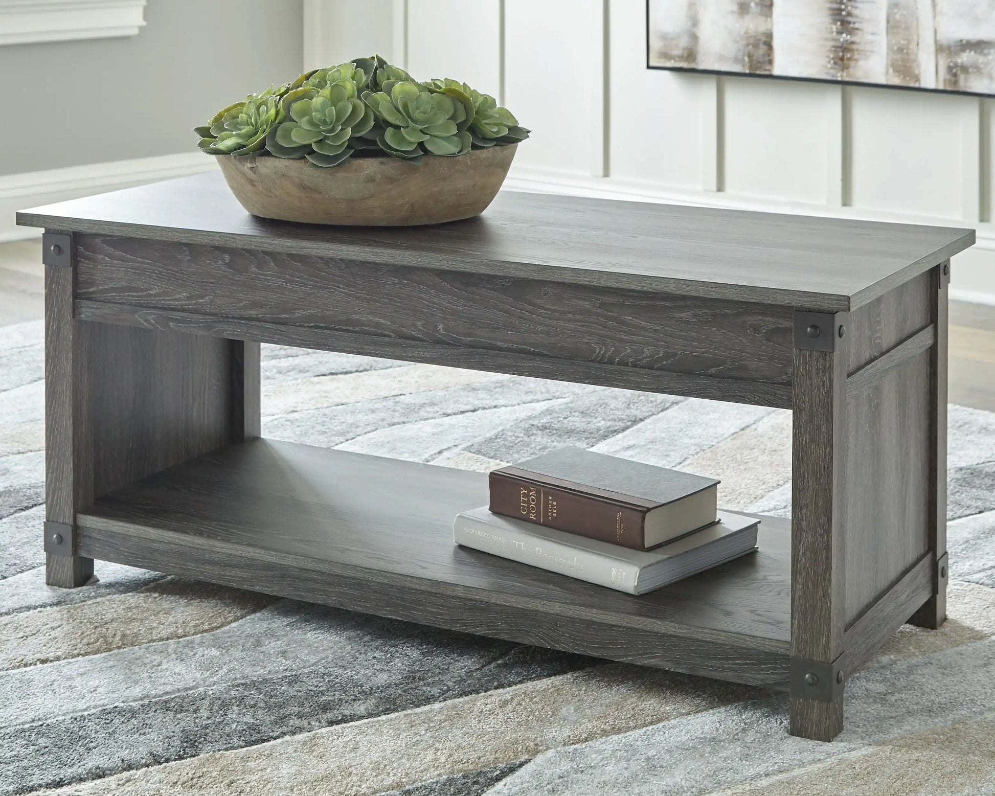 Freedan - Rect Lift Top Cocktail Table - Grayish Brown - Best Buy Furniture