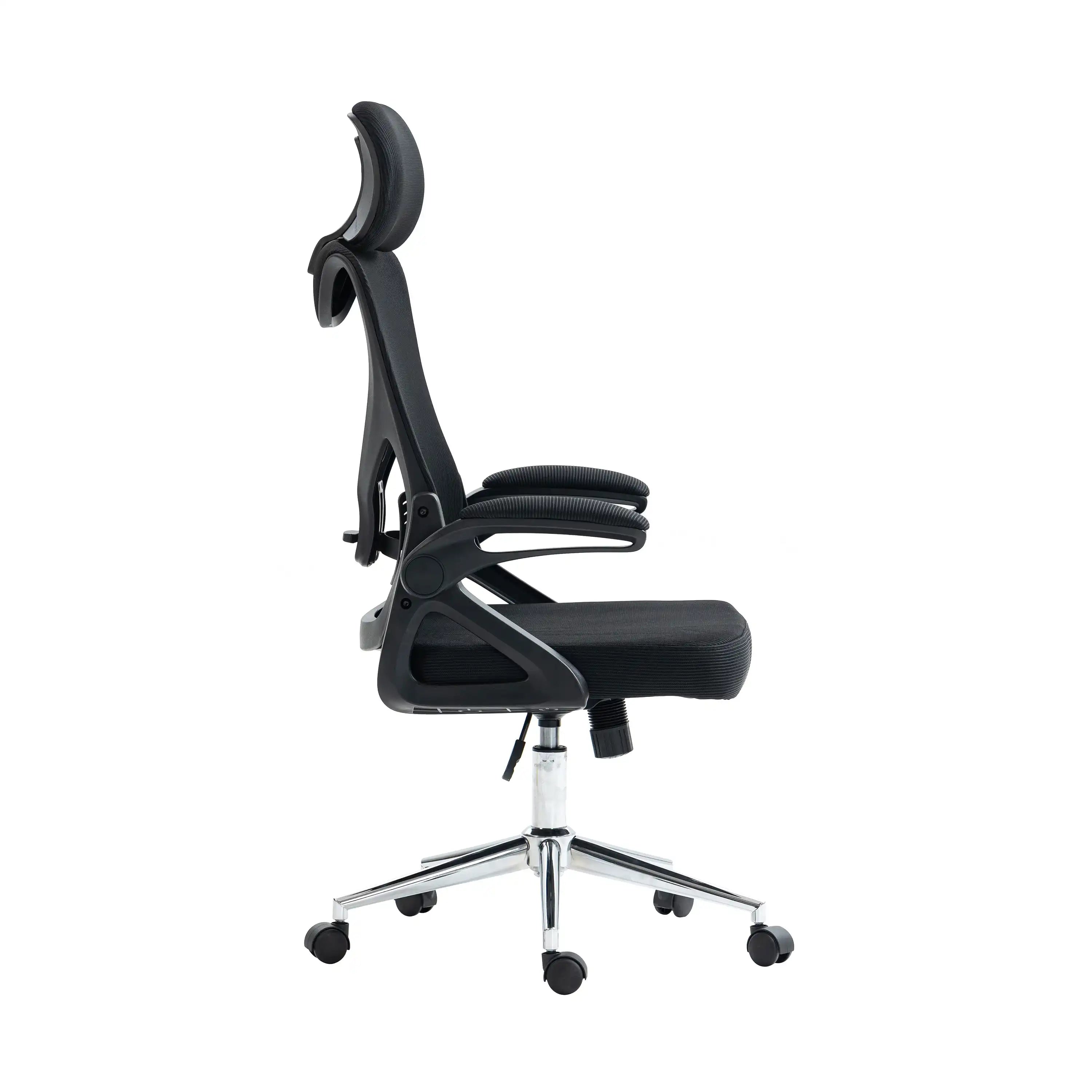 Techni Mobili Essential Ergonomic Office Chair with Headrest & Lumbar Support, Black - Best Buy Furniture