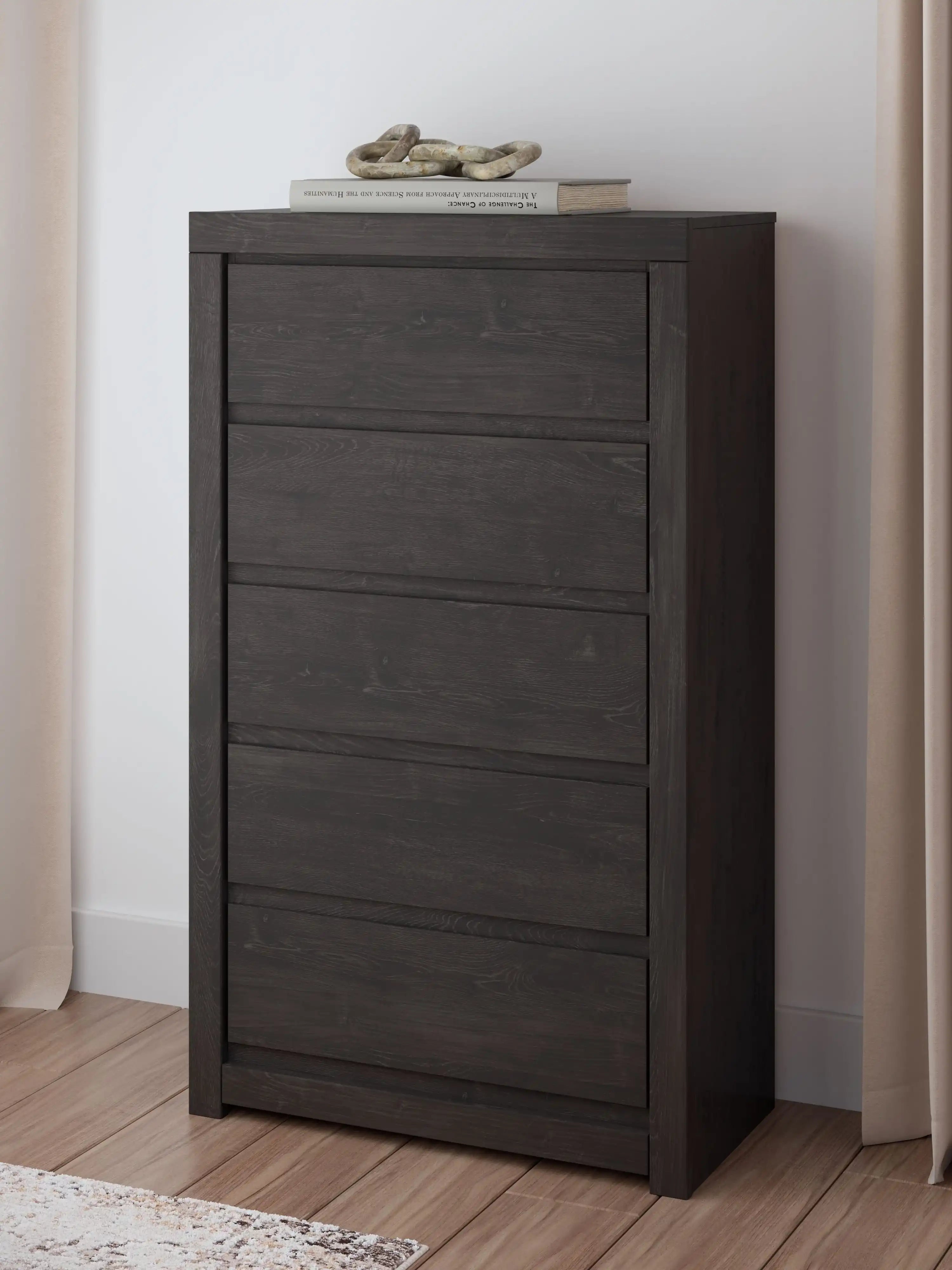 Fraluna - Five Drawer Chest - Charcoal - Best Buy Furniture