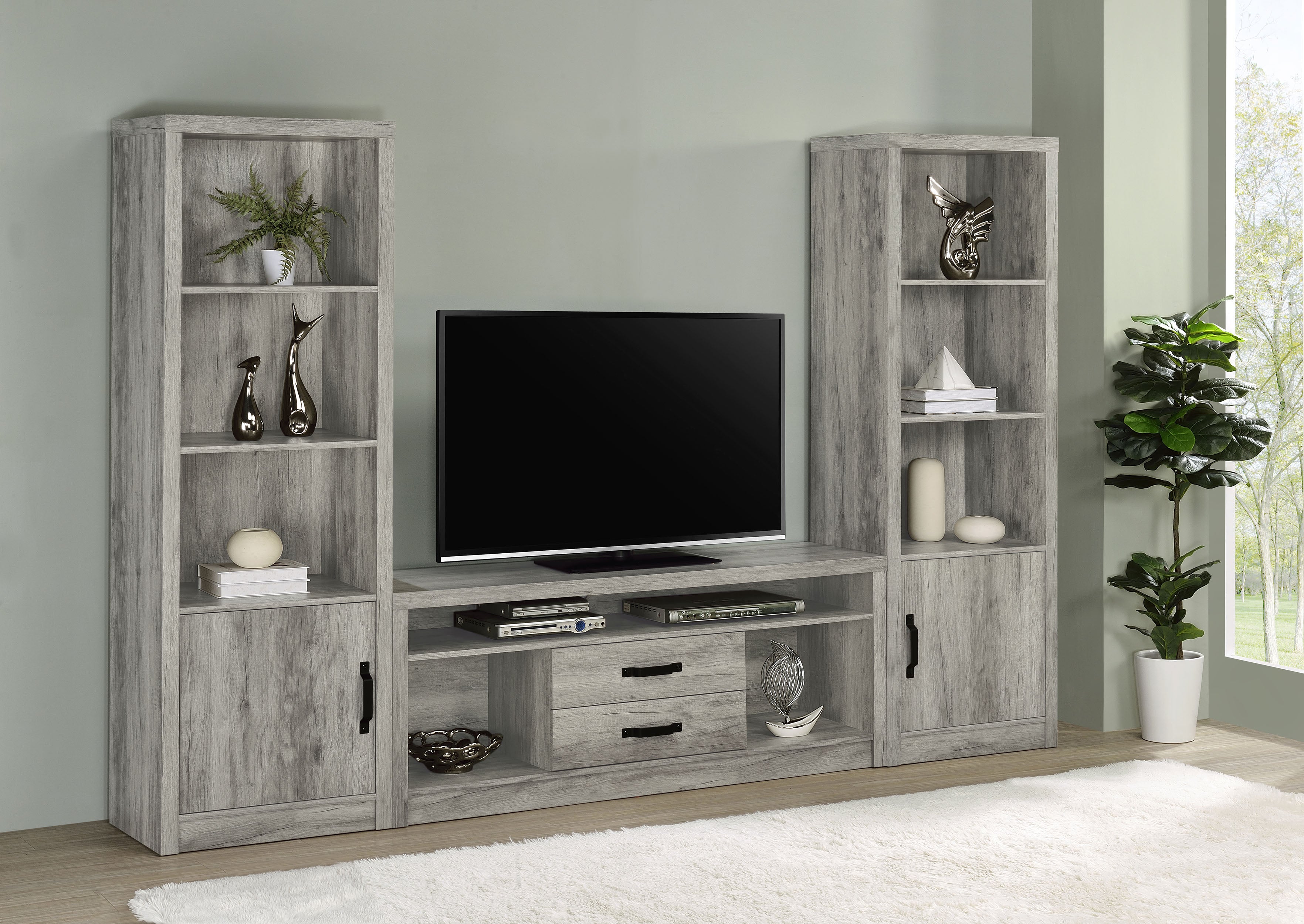 Burke 3-piece 59-inch TV Entertainment Center Grey Driftwood-
