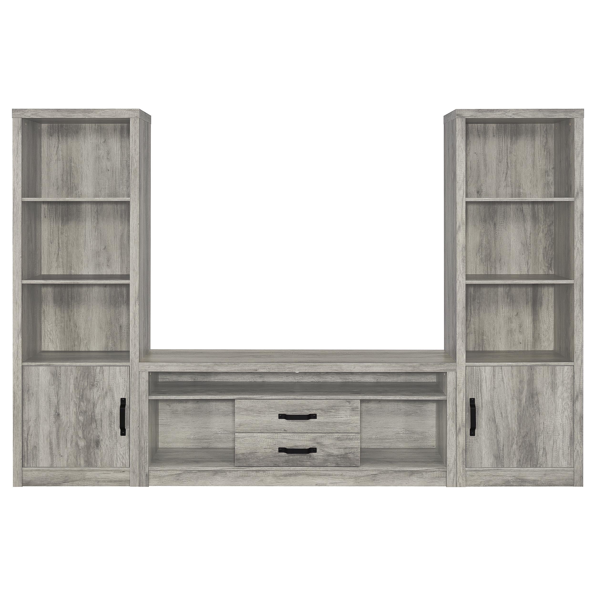 Burke 3-piece 59-inch TV Entertainment Center Grey Driftwood-