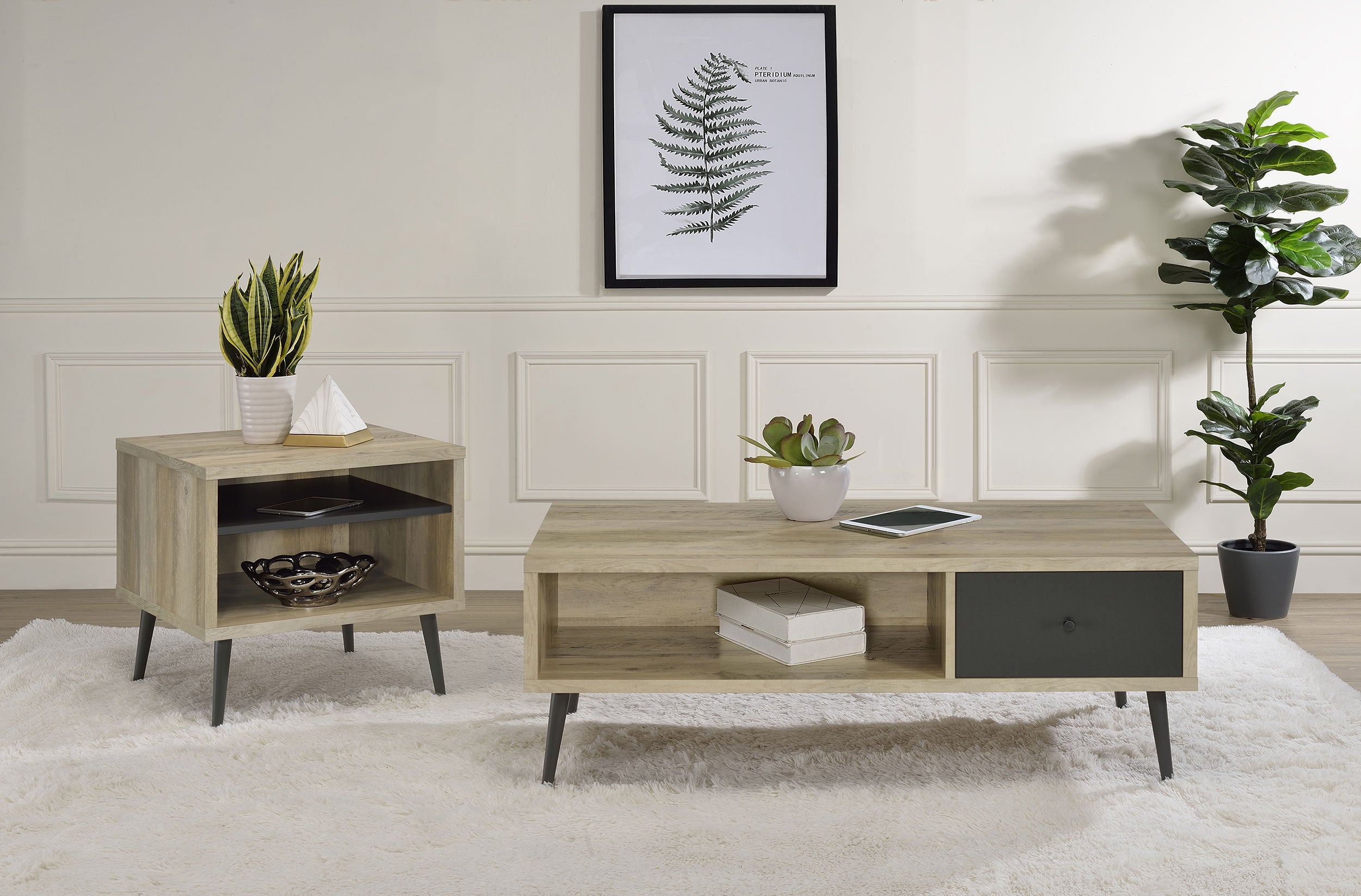 Welsh 1-drawer Engineered Wood Coffee Table Distressed Pine-