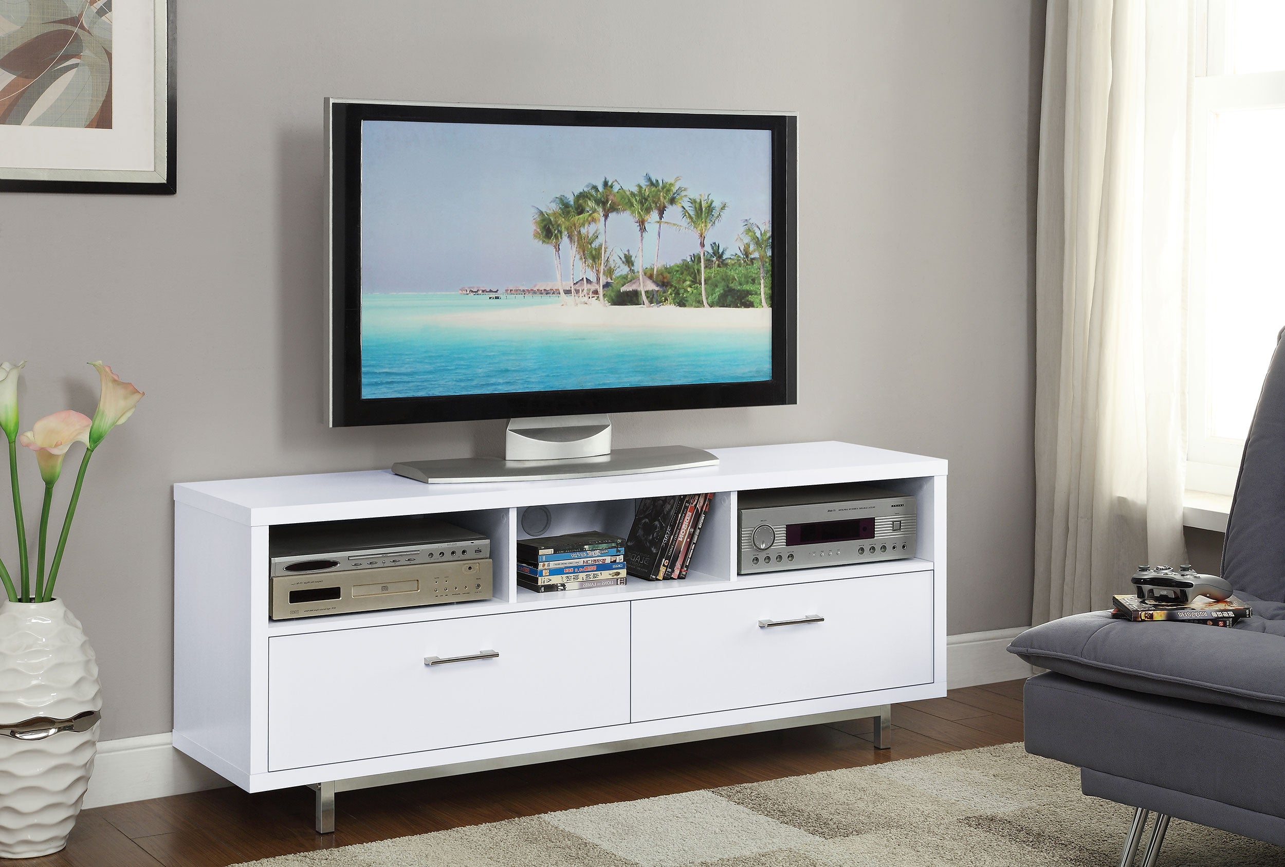 Casey 2-drawer Engineered Wood 60-inch TV Stand White-CoasterEssence