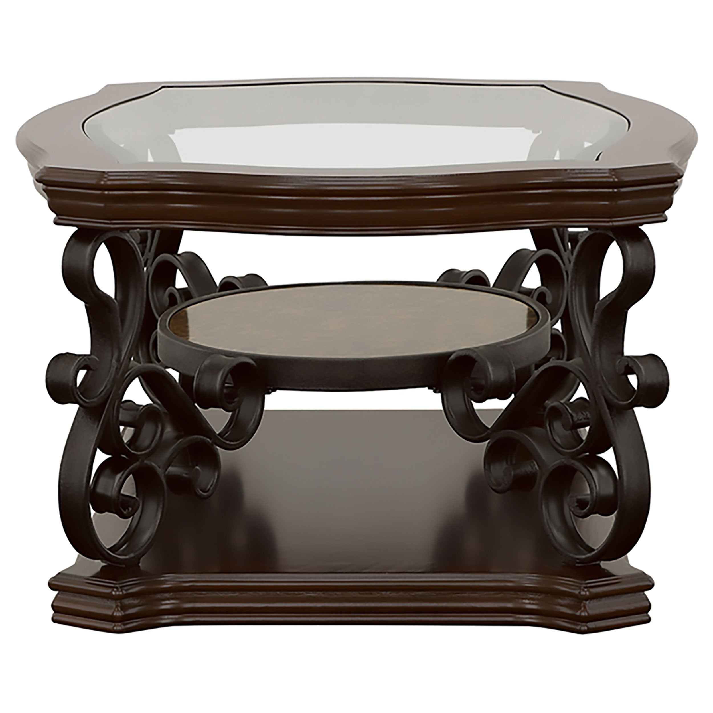 Laney 1-shelf Glass Top Rectangular Coffee Table Deep Merlot-CoasterEssence