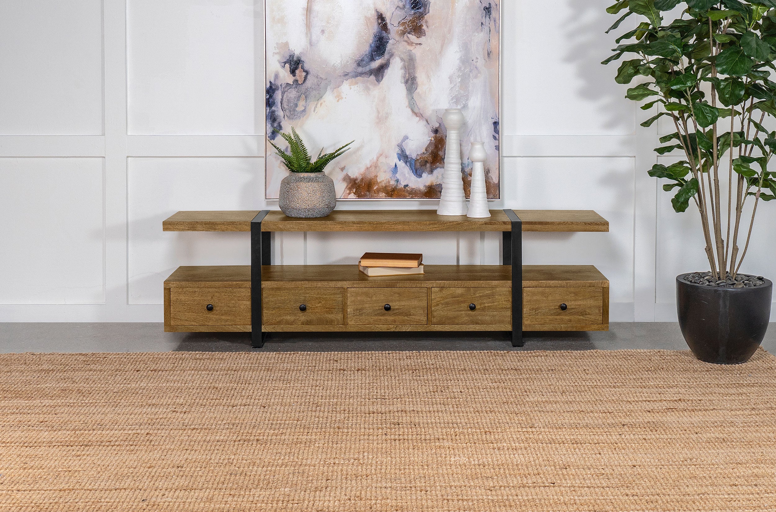 Otto 5-drawer Mango Wood 70-inch TV Stand Media Console Brown-