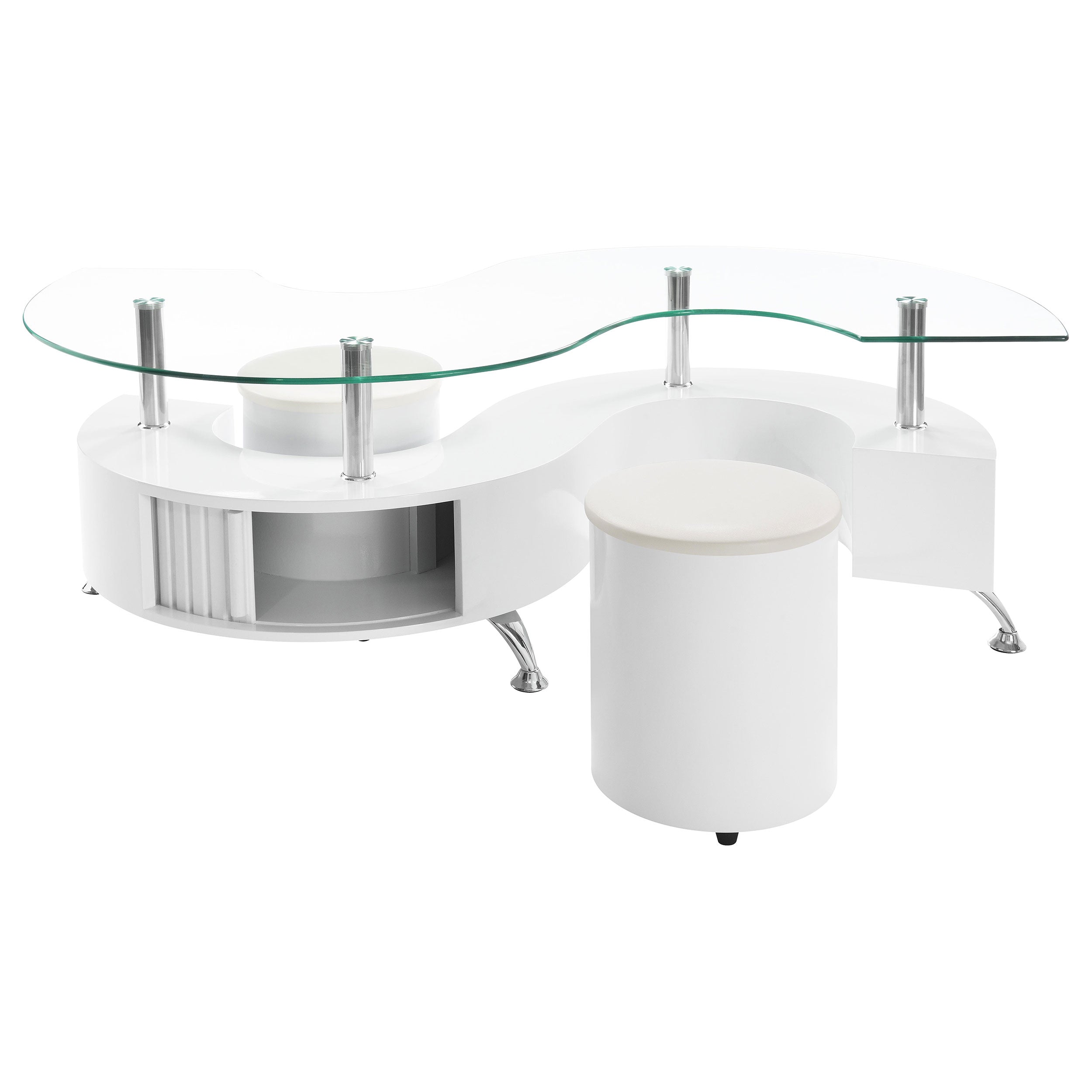 Buckley 3-piece Coffee Table and Stools Set White High Gloss-