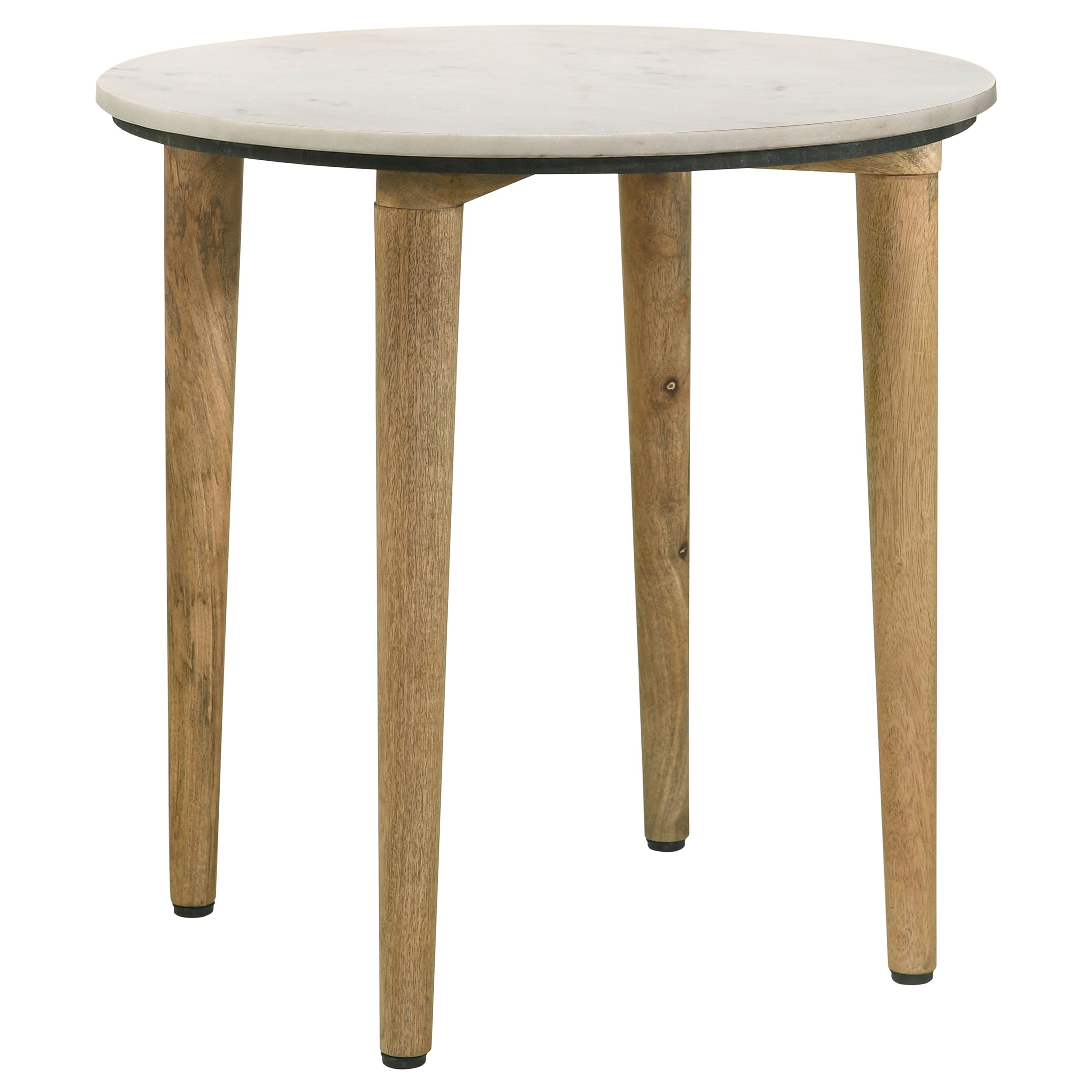 Aldis Round Marble Top Side End Table White and Natural-