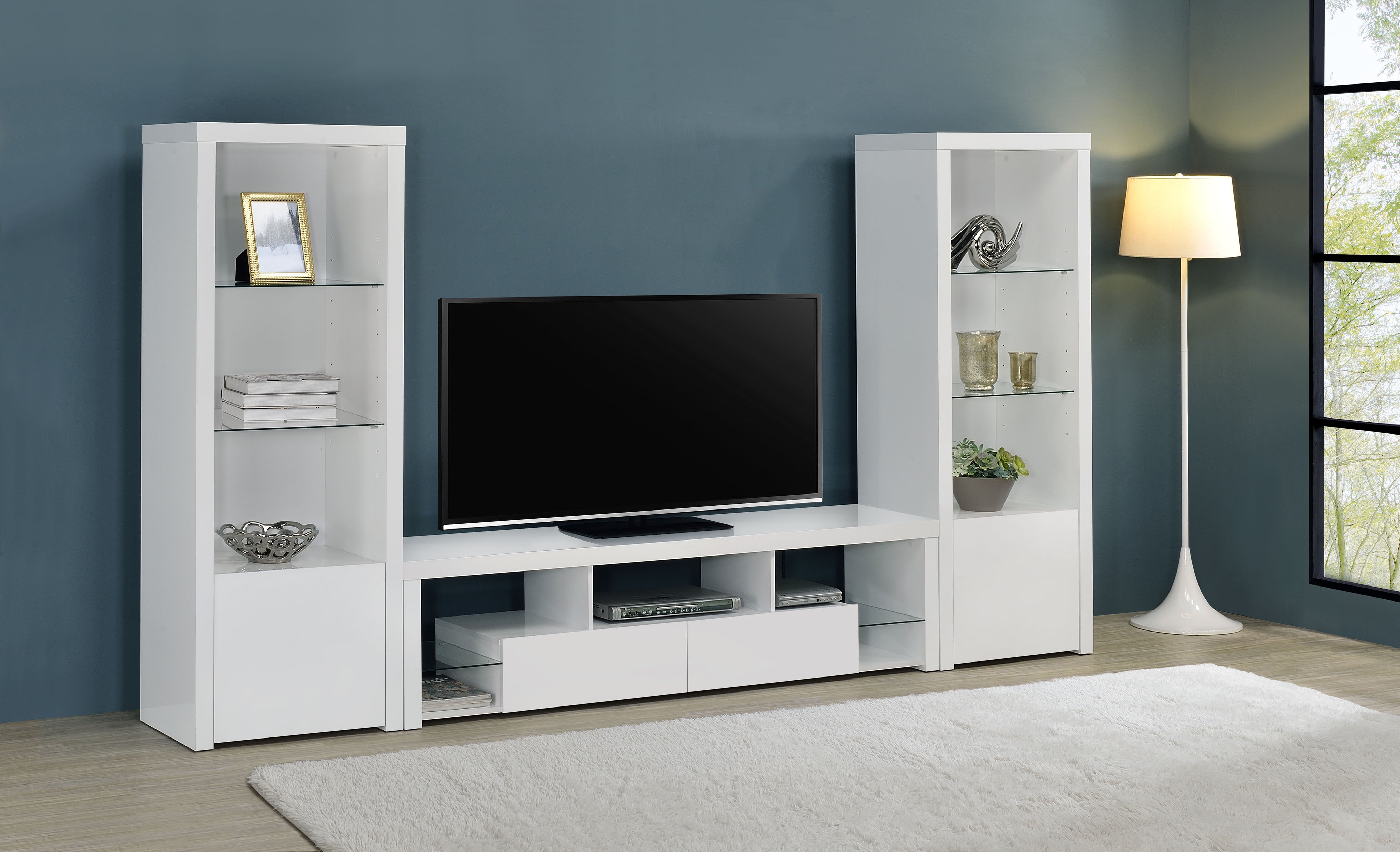 Jude 3-piece 71-inch TV Entertainment Center White High Gloss-