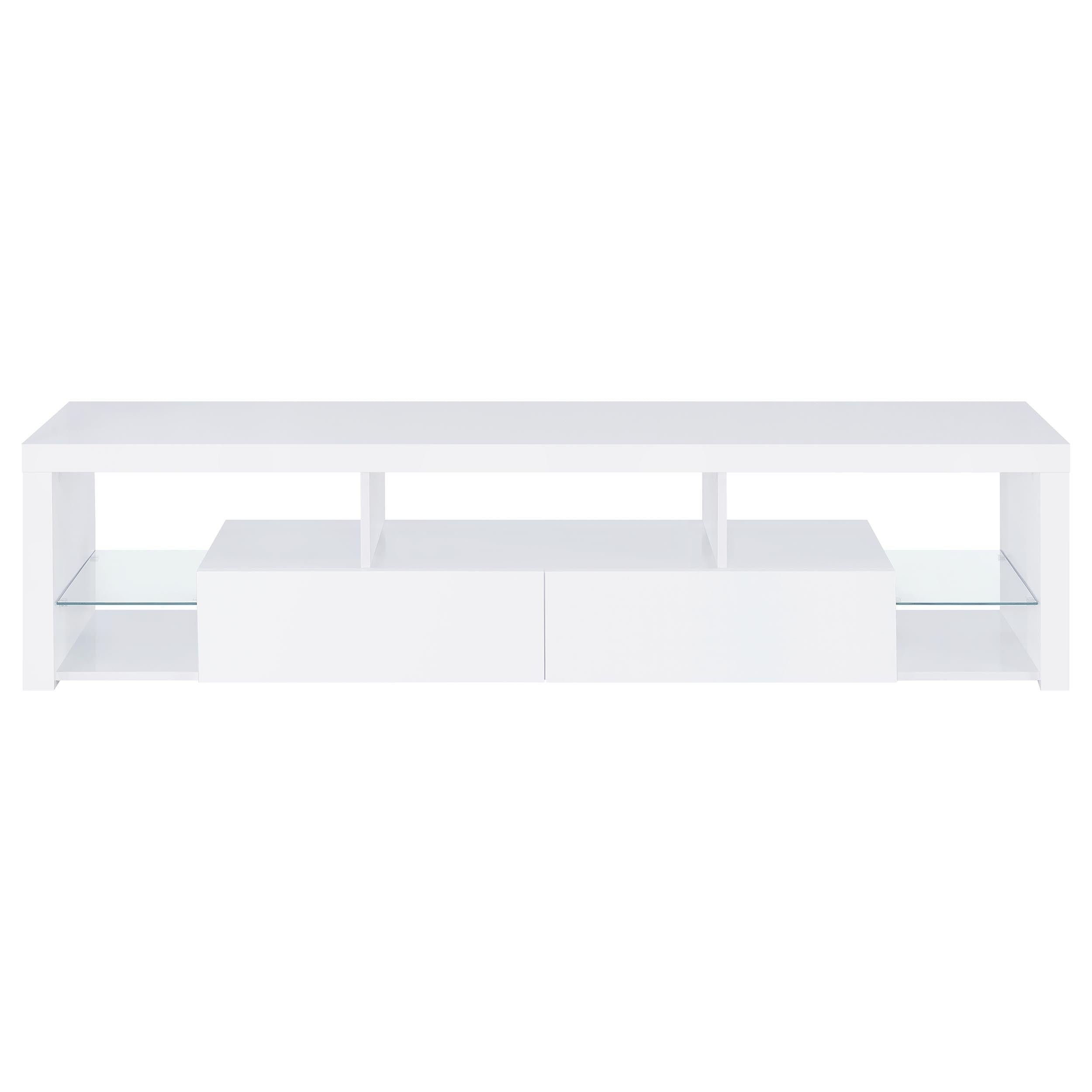 Jude 2-drawer Engineered Wood 71-inch TV Stand High Gloss White-