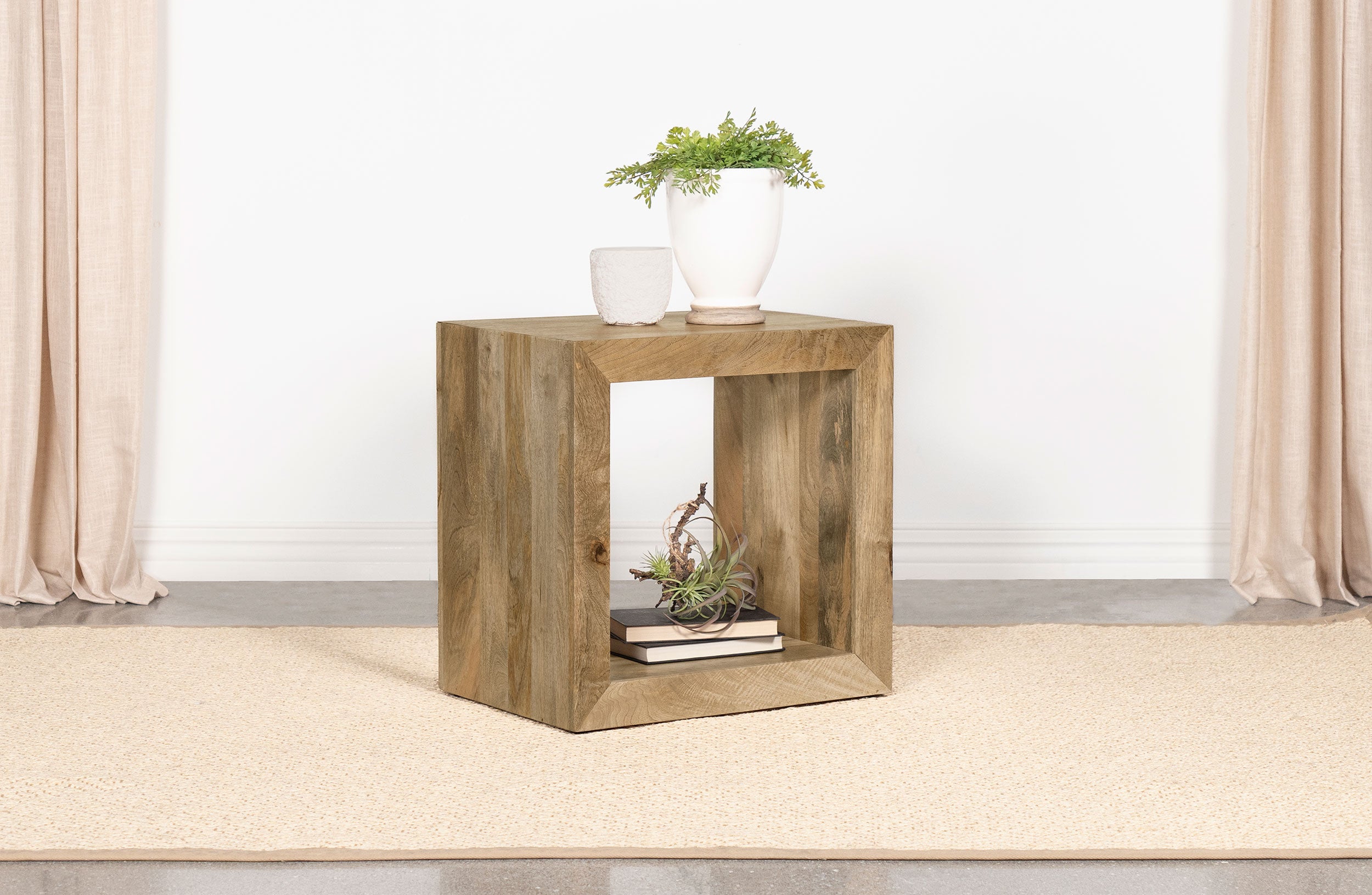 Benton Rectangular Solid Wood End Table Natural-