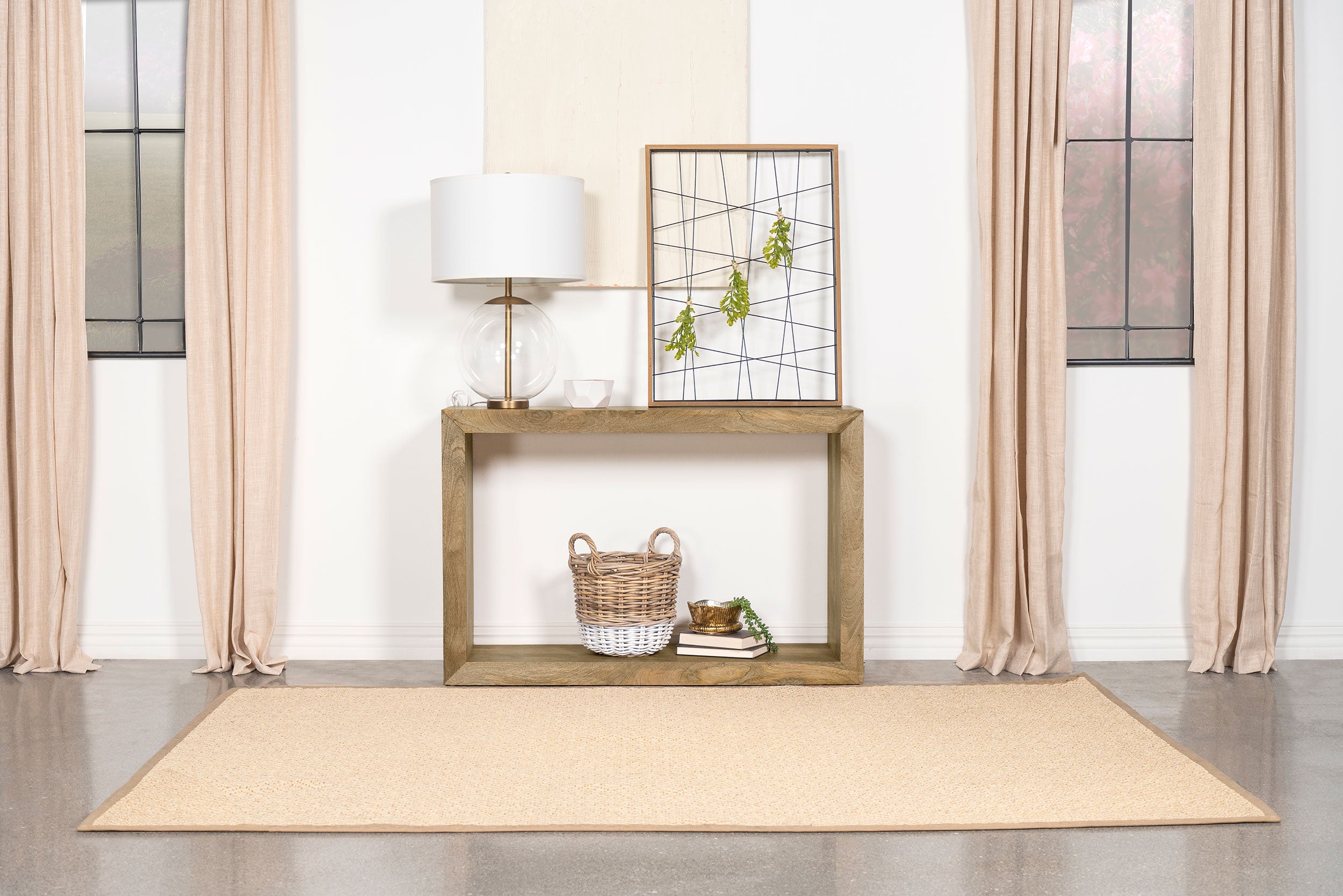 Benton Rectangular Solid Wood Sofa Console Table Natural-