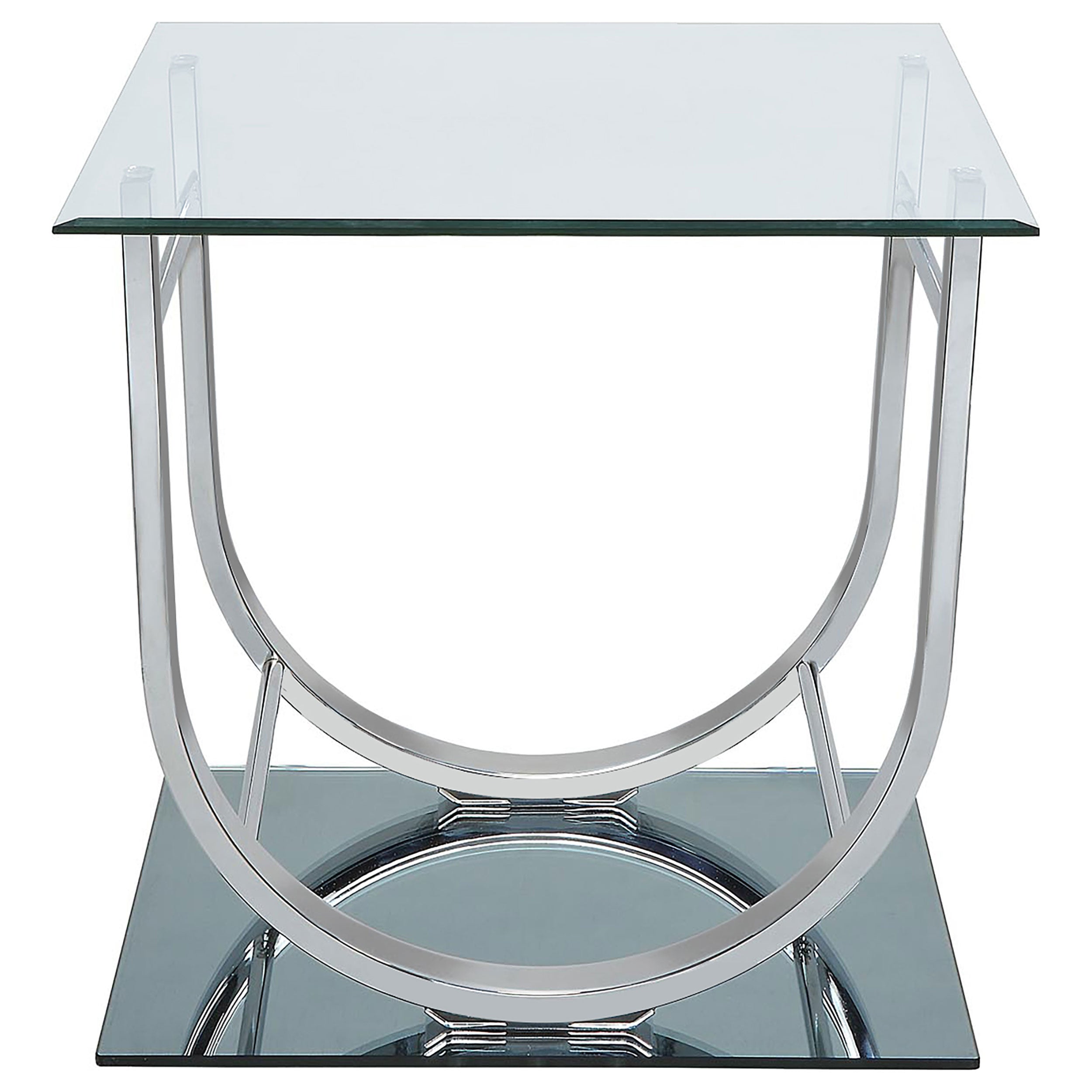 Danville Square U-Shaped Glass Top Side End Table Chrome-CoasterEssence