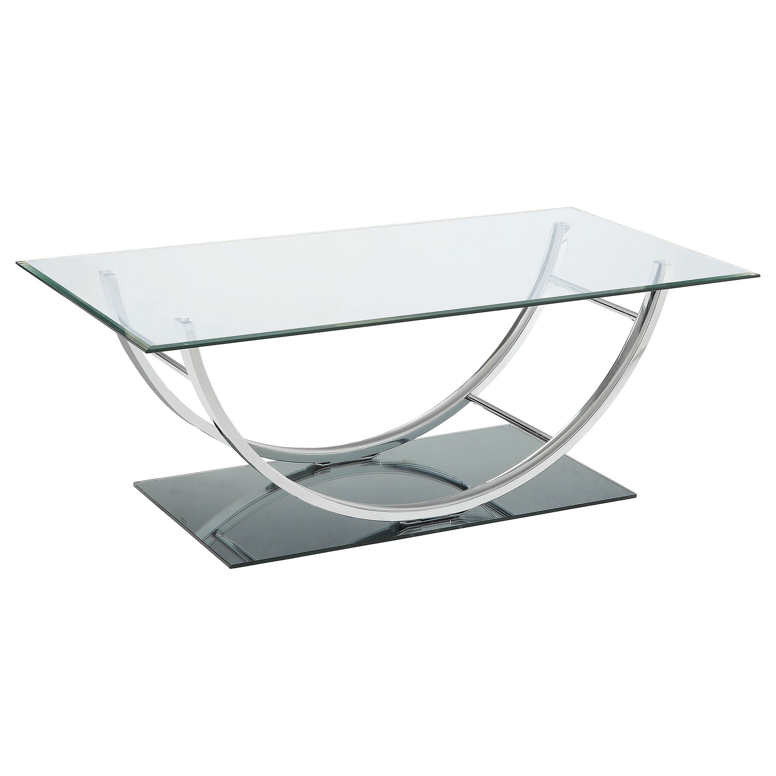 Danville Rectangular U-Shaped Glass Top Coffee Table Chrome-CoasterEssence
