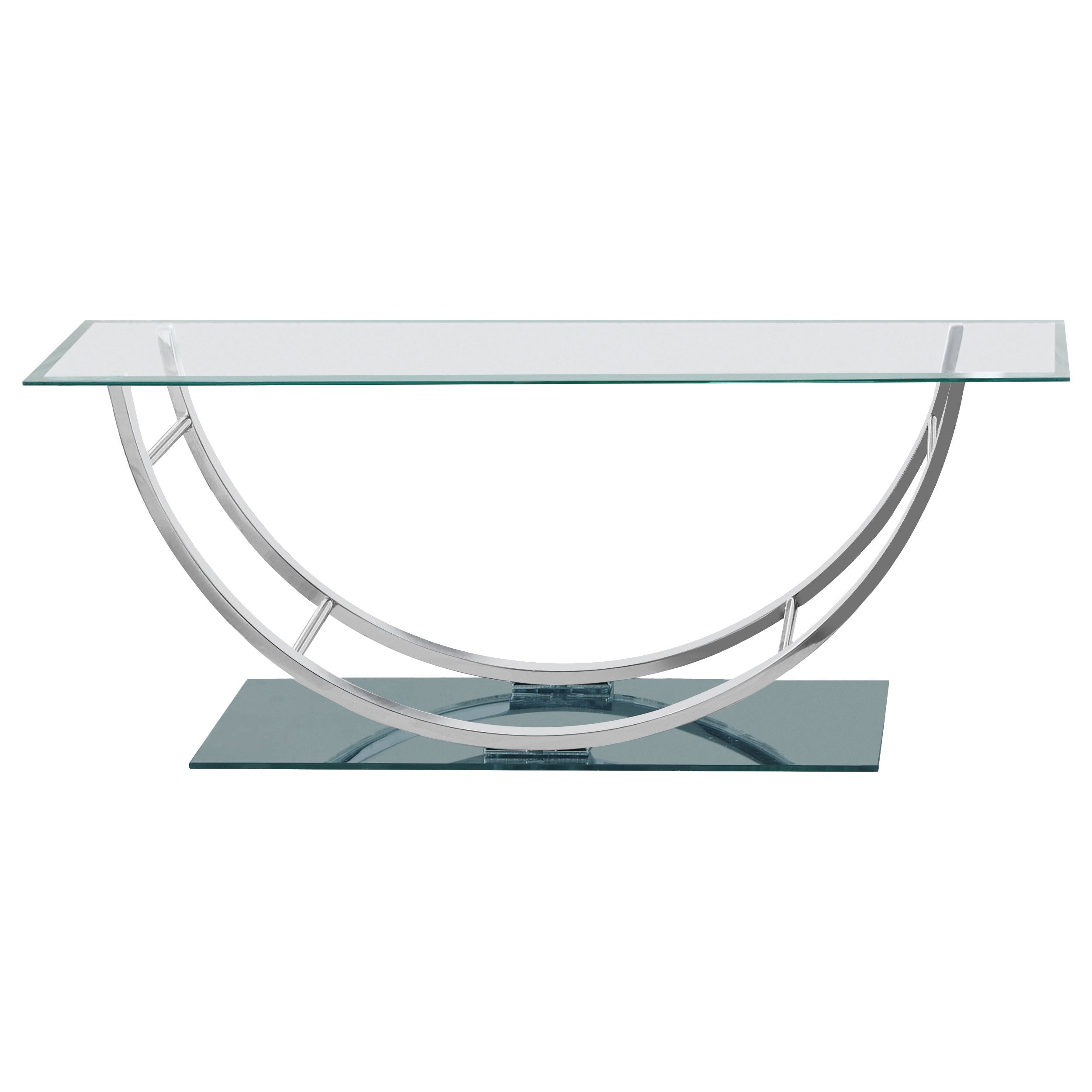 Danville Rectangular U-Shaped Glass Top Coffee Table Chrome-CoasterEssence