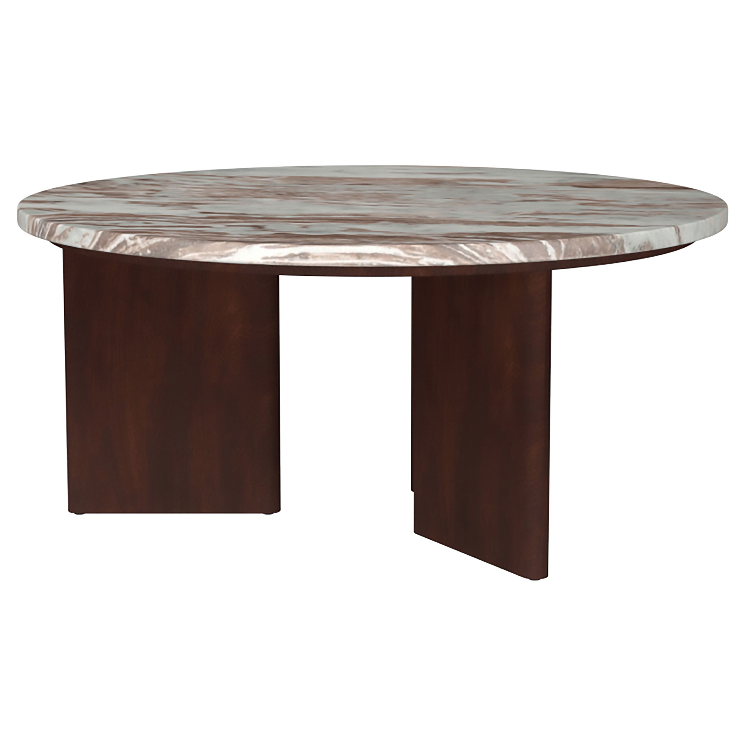 Jenna 35-inch Round Marble Top Cocktail Coffee Table Brown-