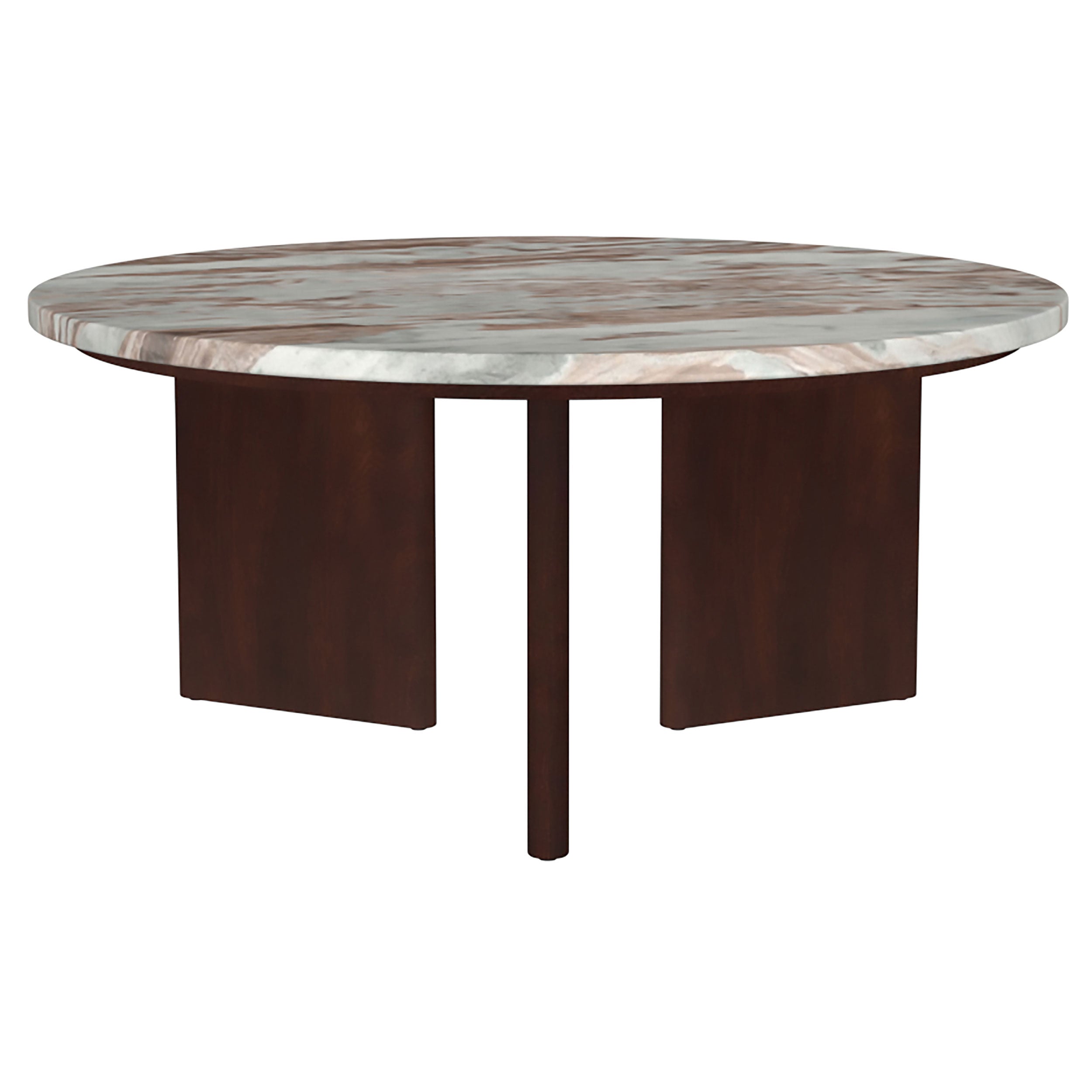 Jenna 35-inch Round Marble Top Cocktail Coffee Table Brown-