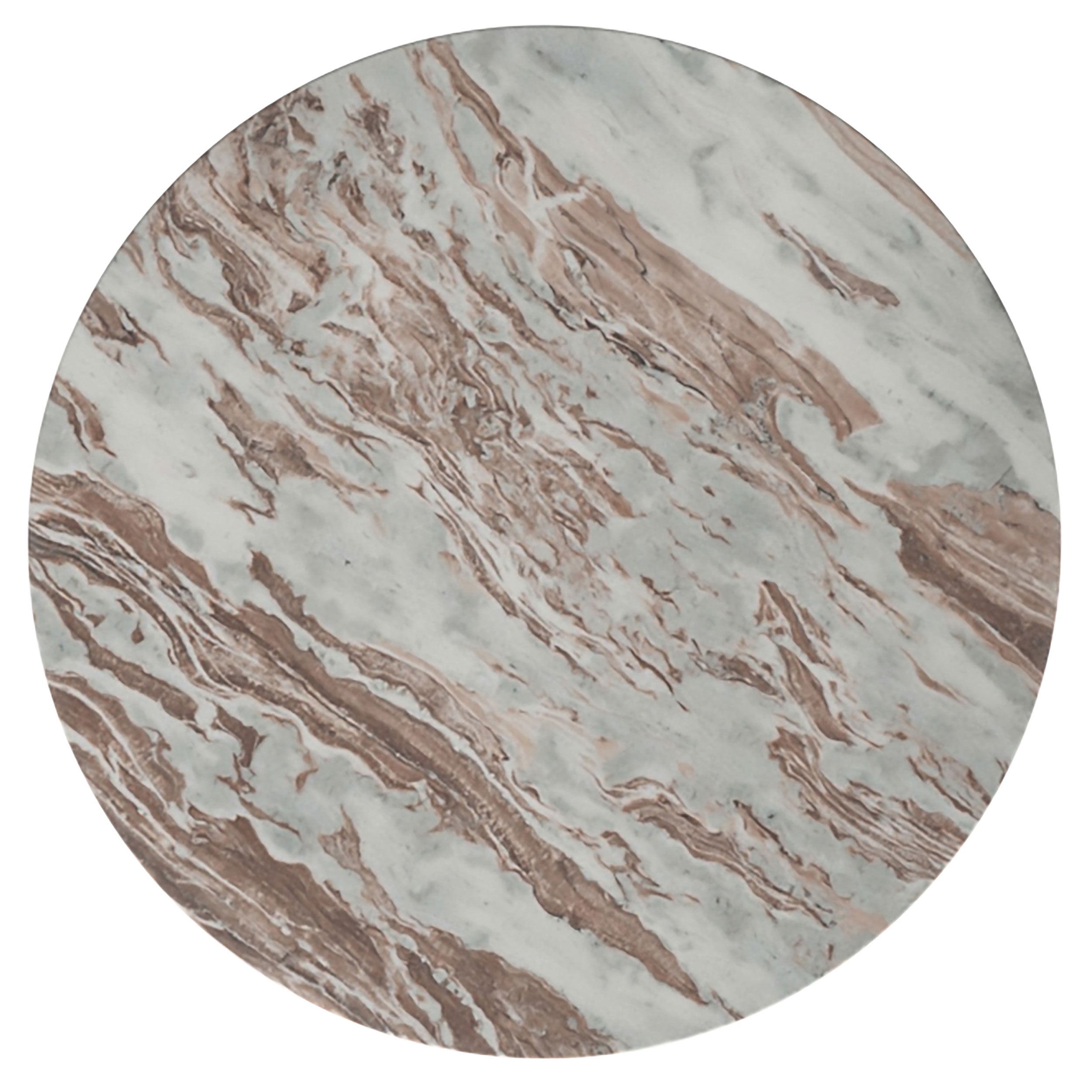 Jenna 35-inch Round Marble Top Cocktail Coffee Table Brown-