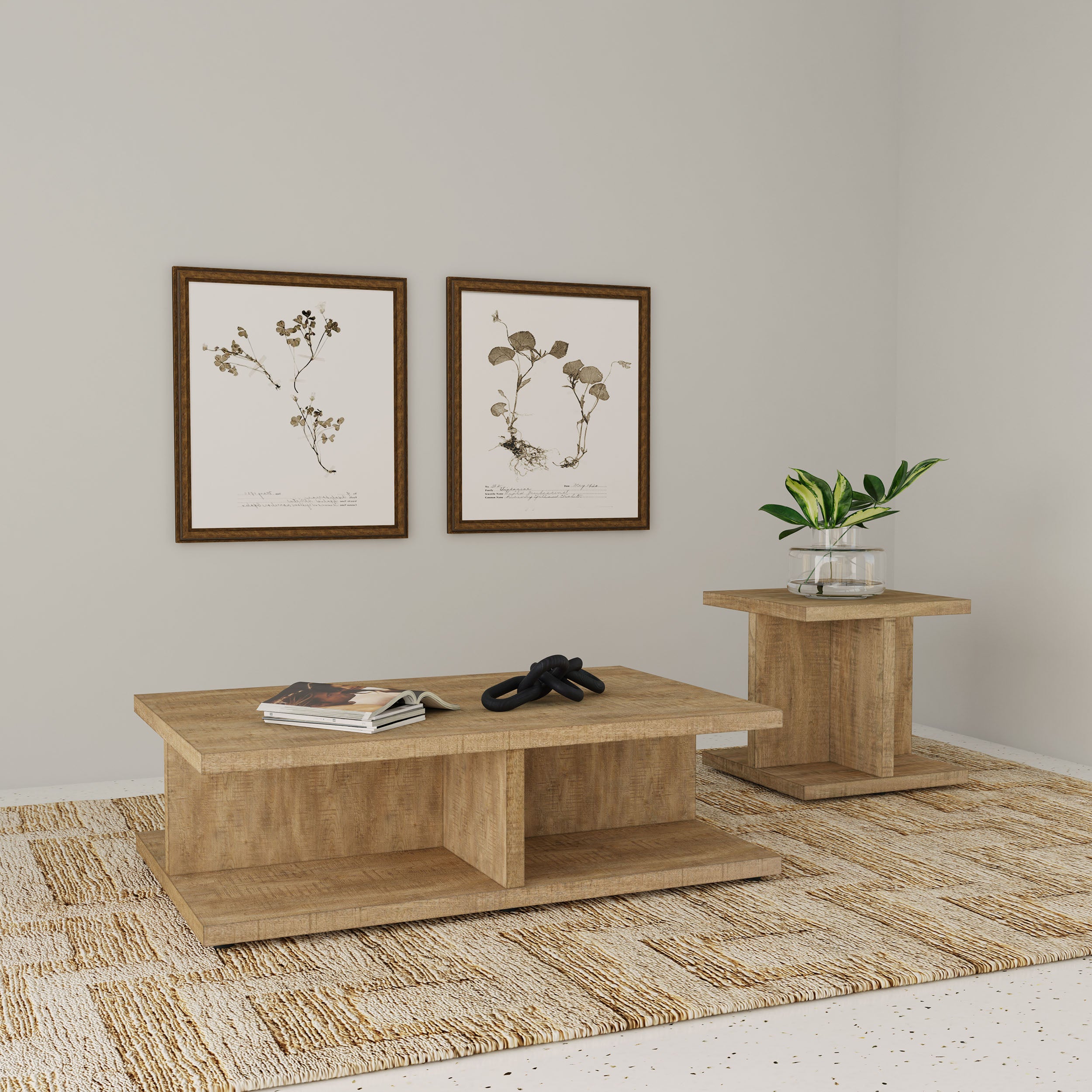 Cortona Square Engineered Wood End Side Table Mango-