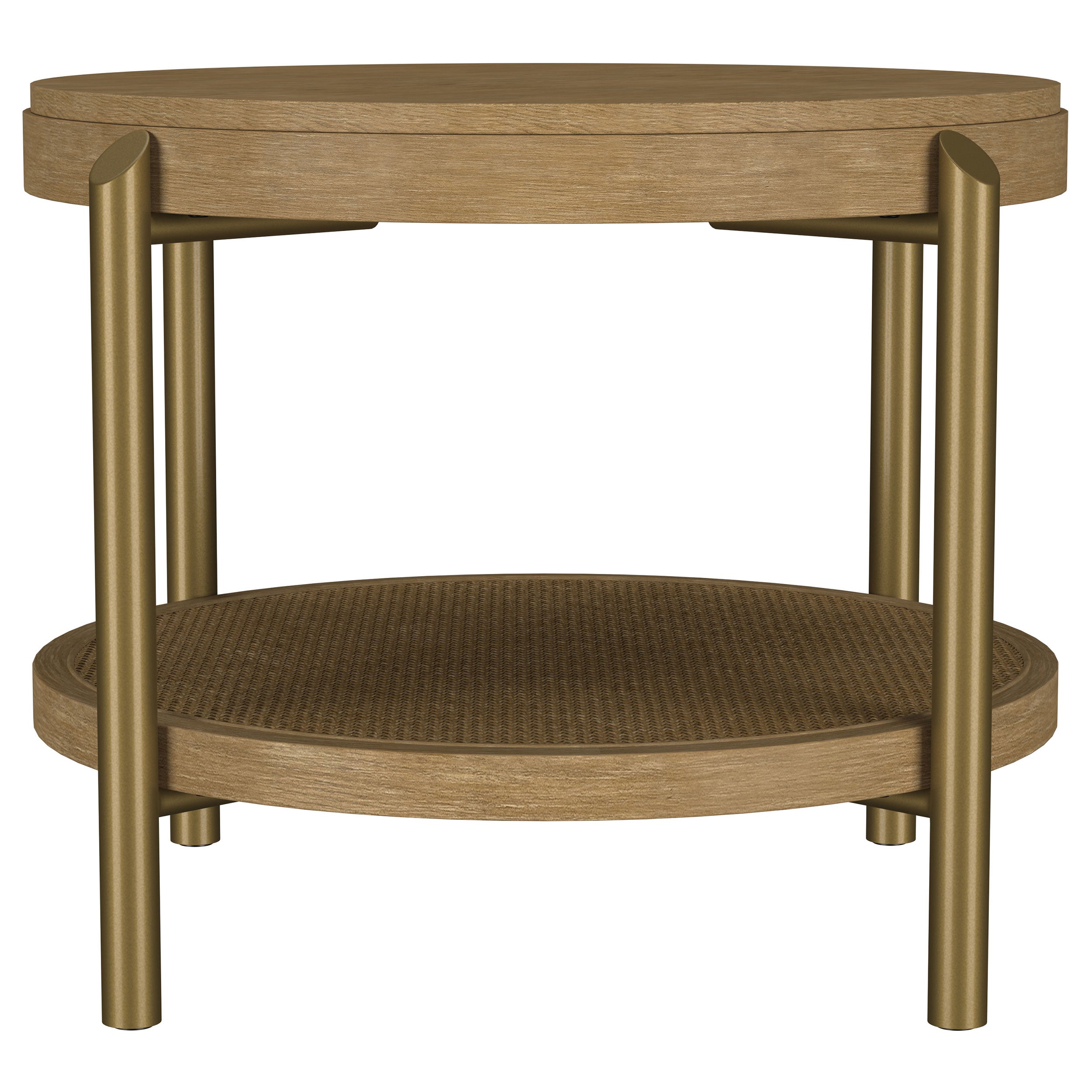 Arini Round End Side Table With Storage Shelf Sand Wash-
