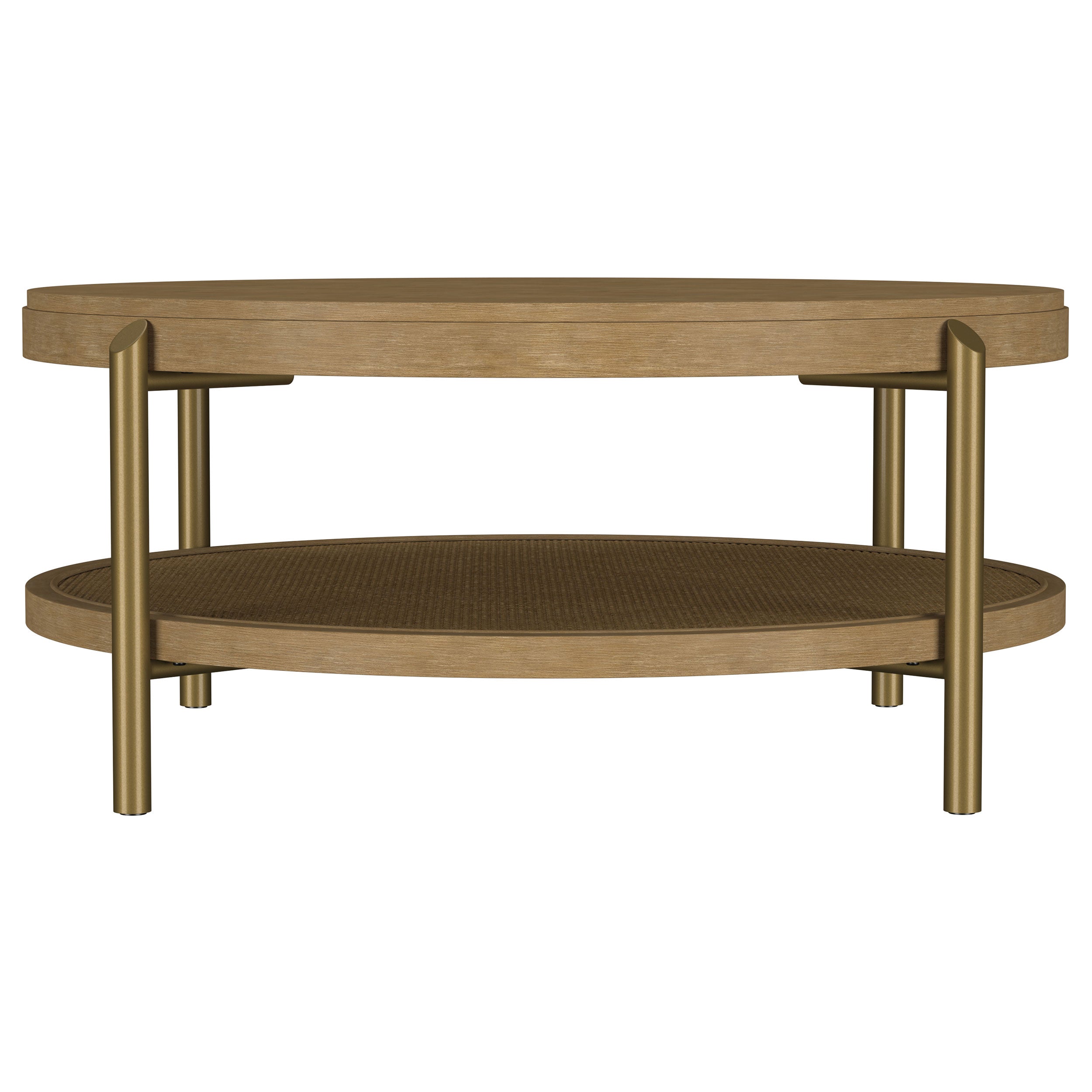 Arini Round Coffee Table With Storage Shelf Sand Wash-