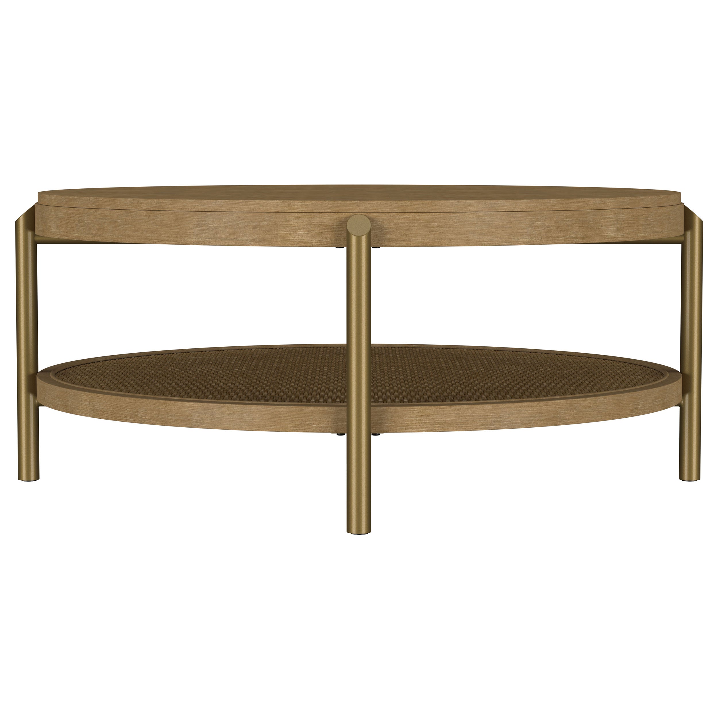 Arini Round Coffee Table With Storage Shelf Sand Wash-