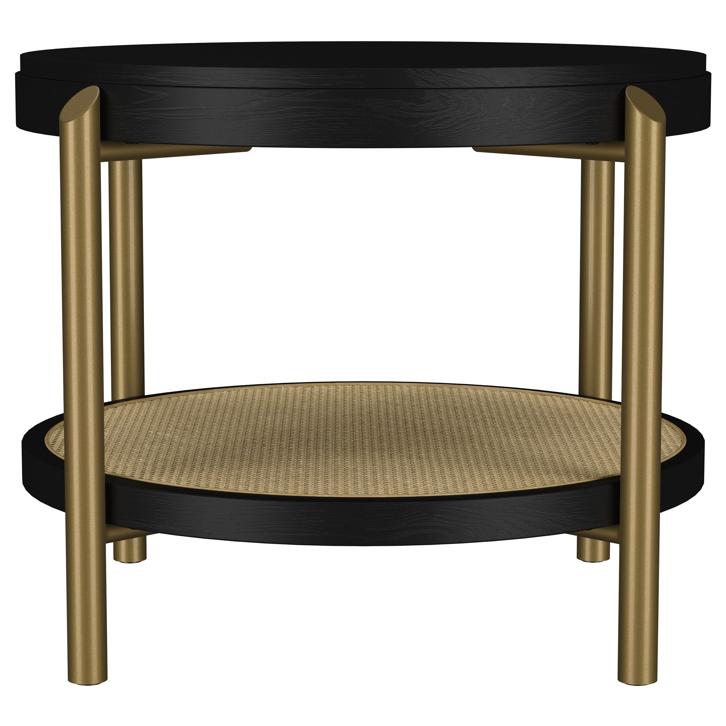 Arini Round End Side Table With Storage Shelf Black-