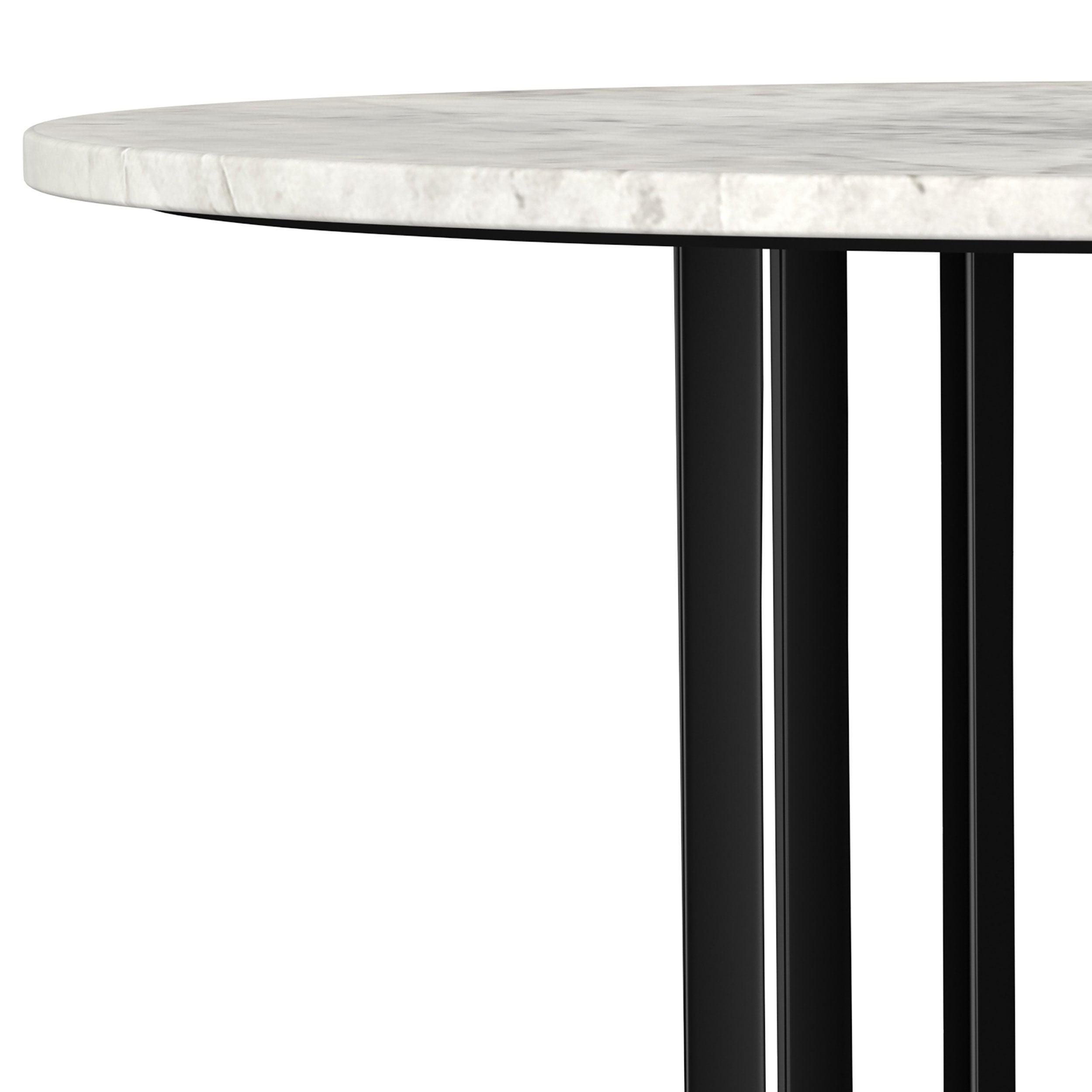 Haven Round Genuine White Marble Top Coffee Table Black-