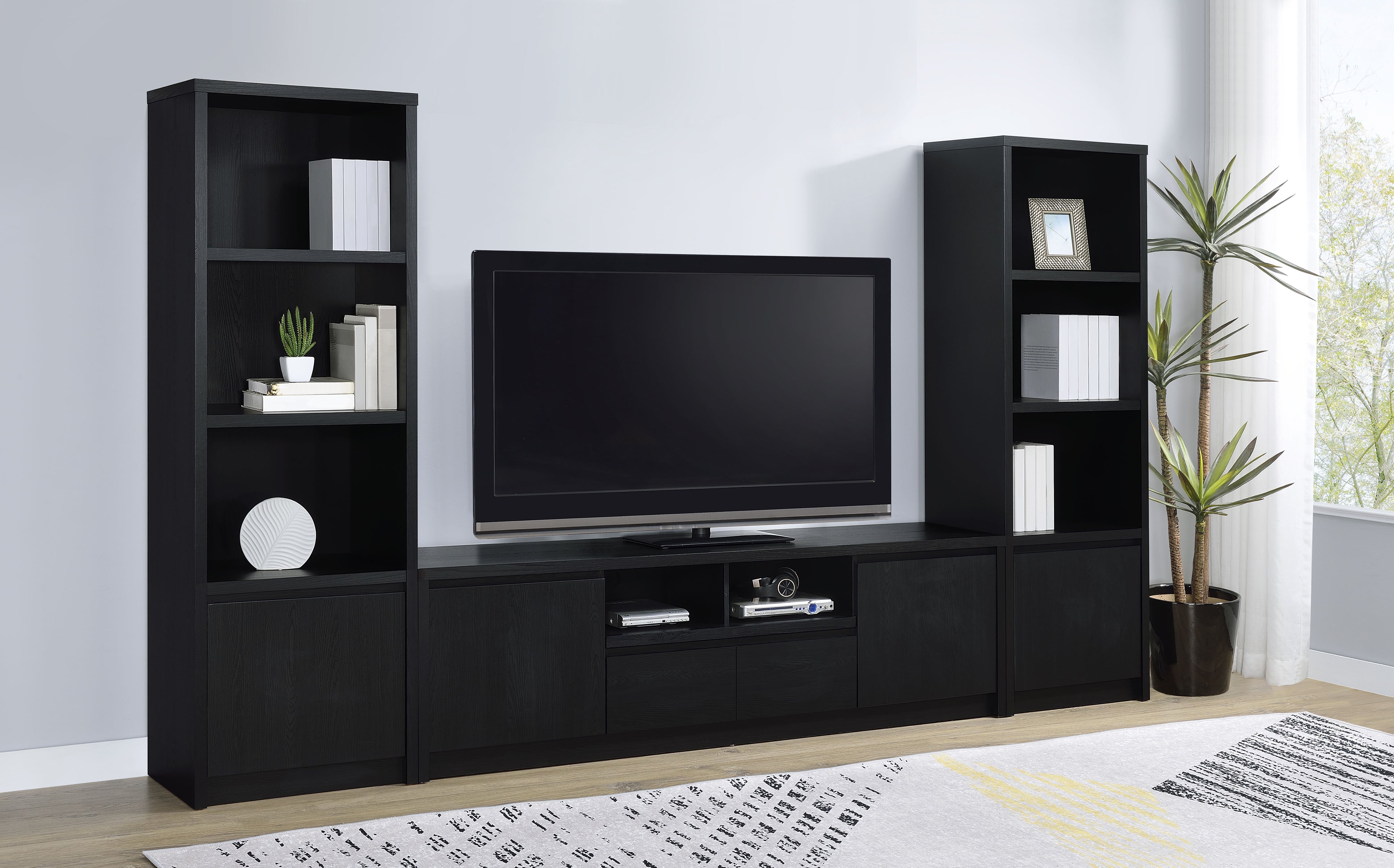 Winfield 3-shelf Media Tower Entertainment Pier Black-