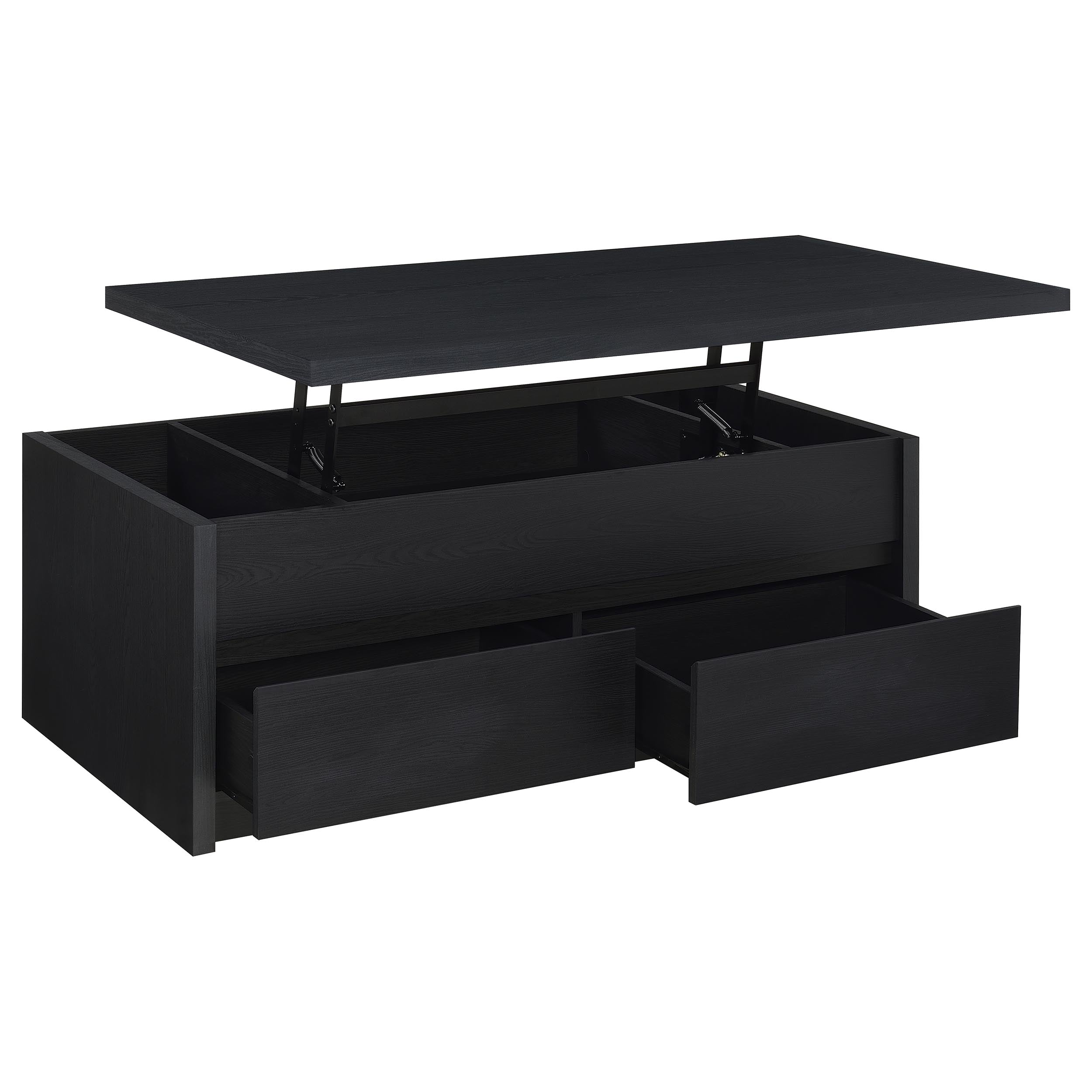 Knapp Lift Top Cocktail Coffee Table with Dual Drawers Black-
