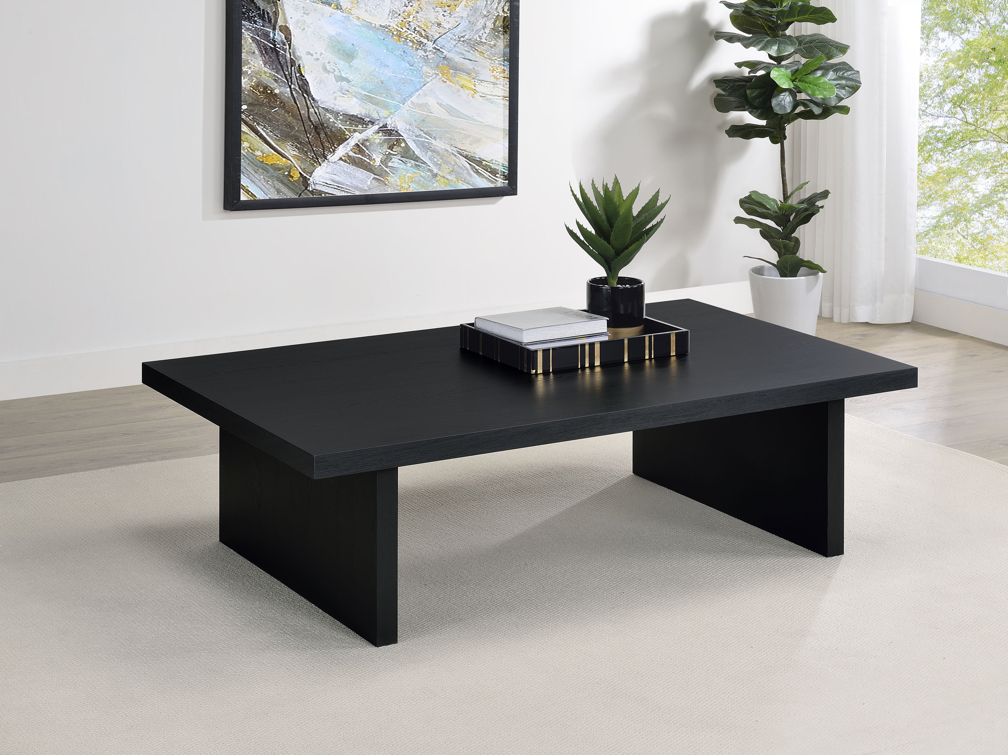 Max Rectangular Engineered Laminate Coffee Table Black-