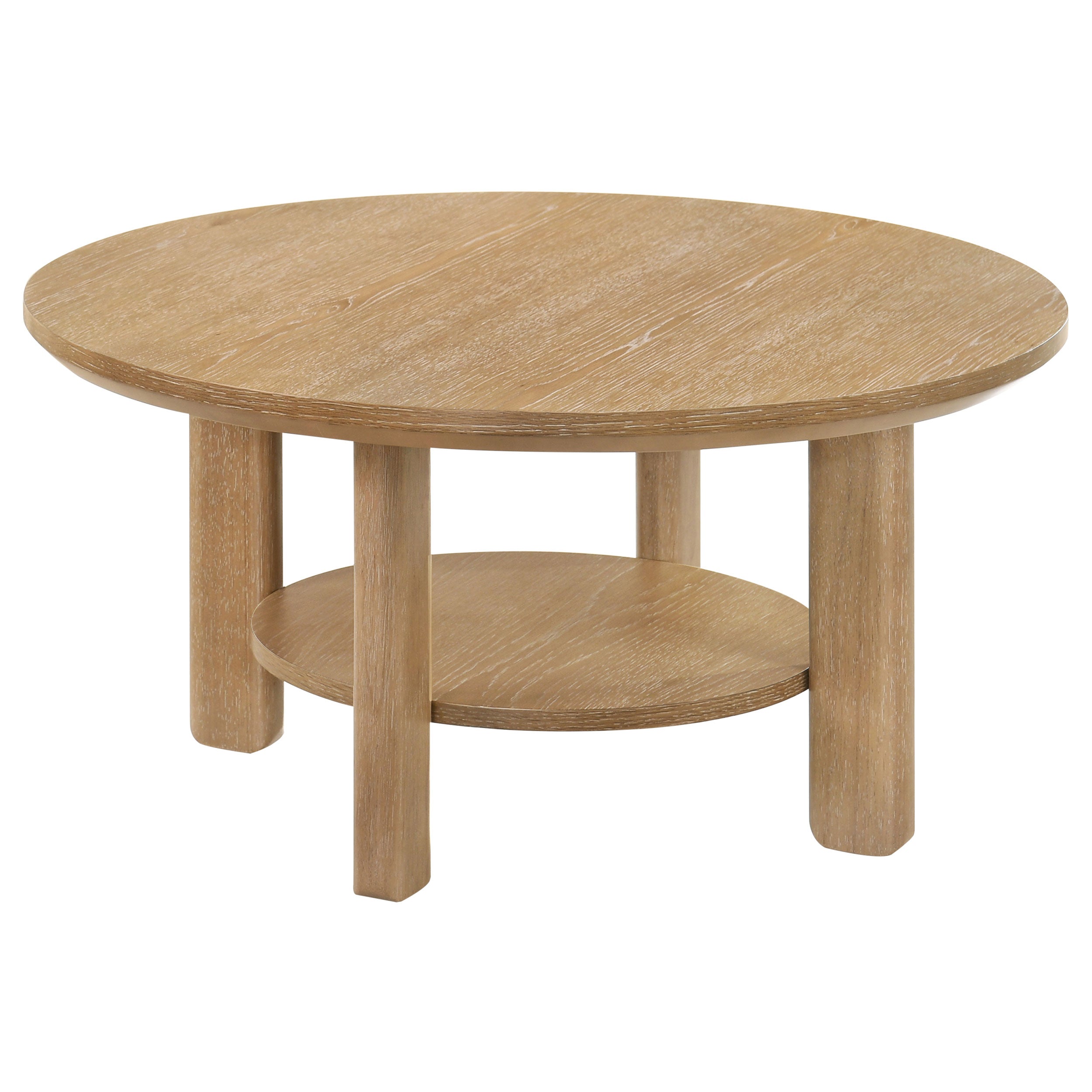 Ottowa 36-inch Round Wood Cocktail Coffee Table Light Oak-