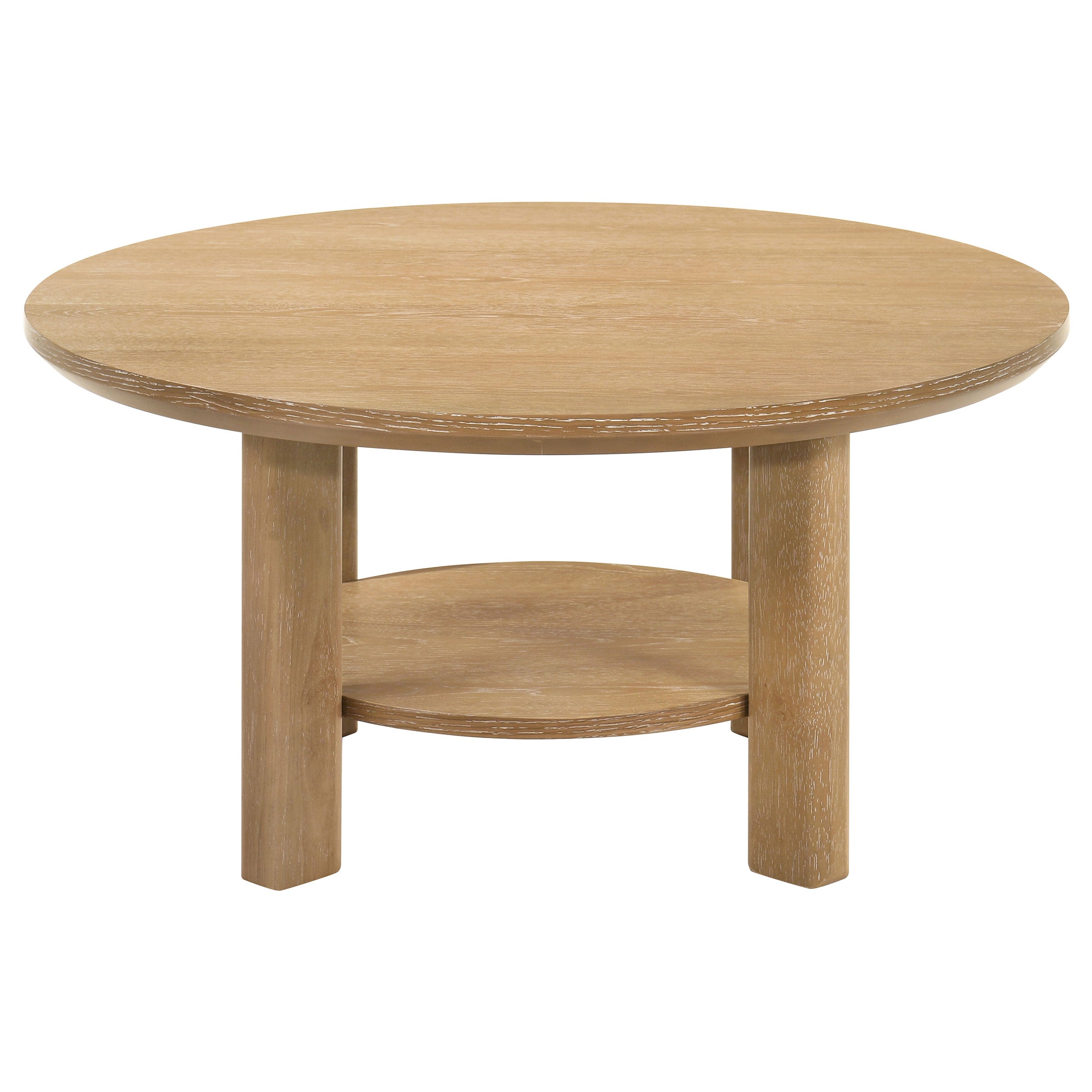 Ottowa 36-inch Round Wood Cocktail Coffee Table Light Oak-