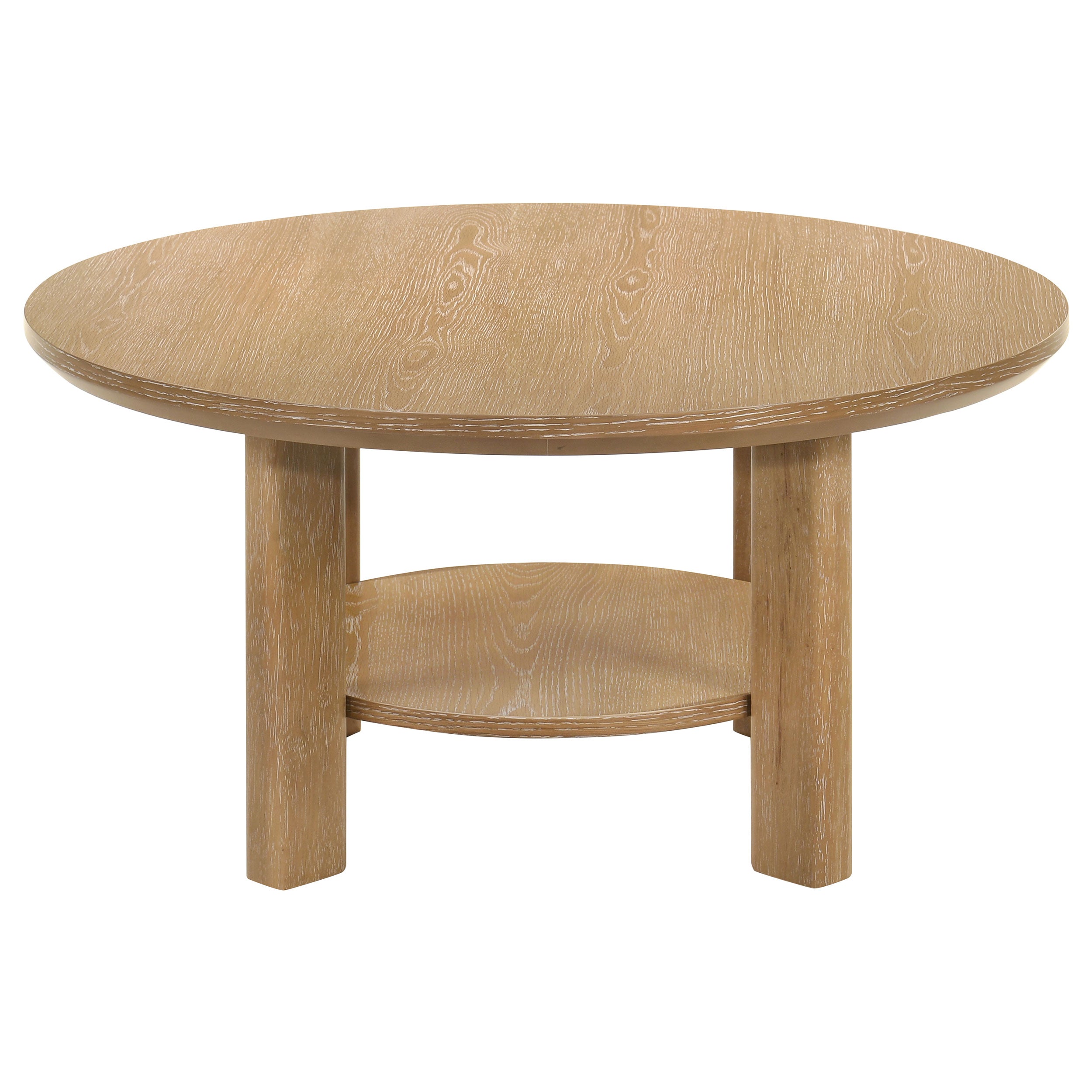 Ottowa 36-inch Round Wood Cocktail Coffee Table Light Oak-