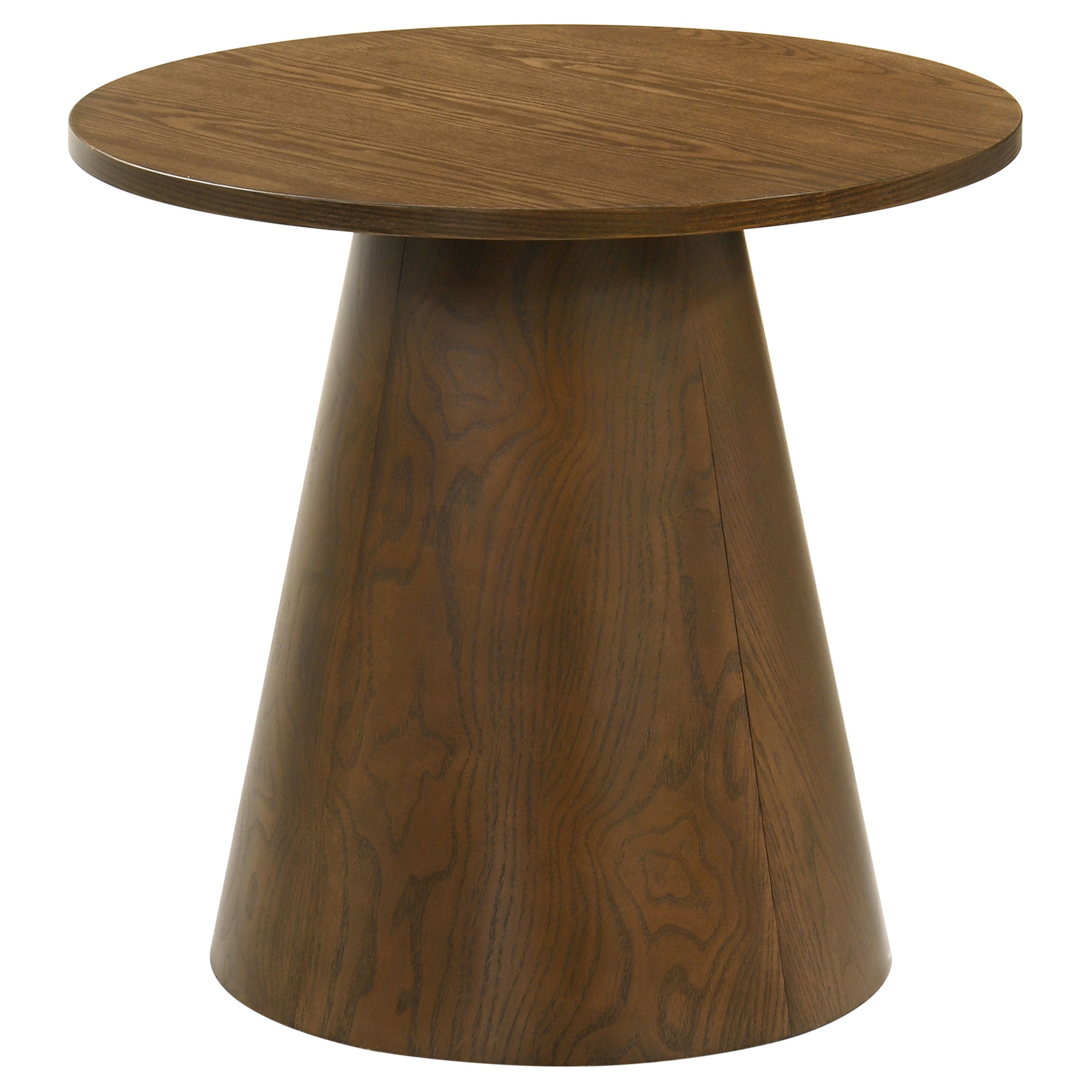 Franklin Round Wood Pedestal Side End Table Dark Brown-