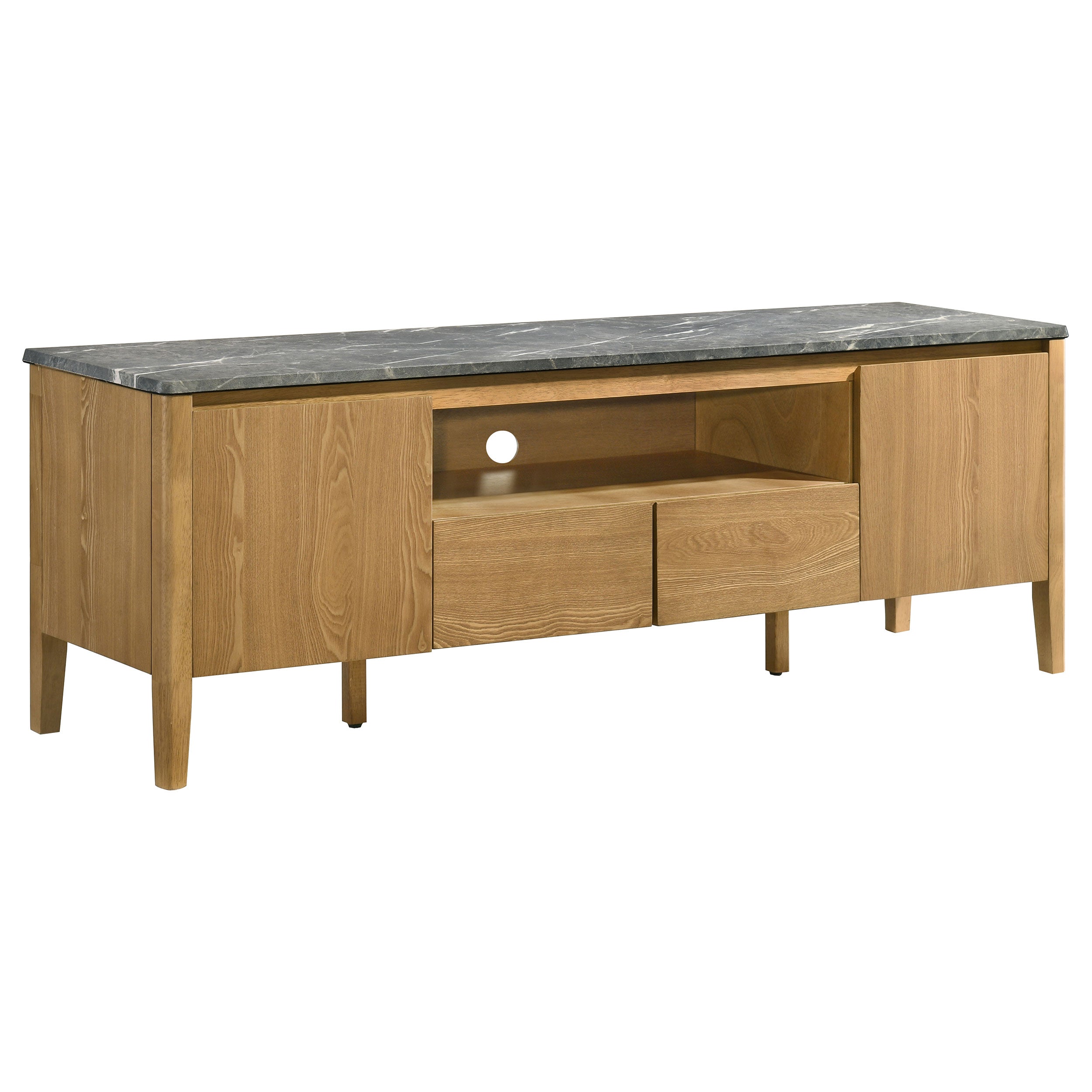Bradley 63-inch 2-Door SmartTop TV Stand Grey and Natural-