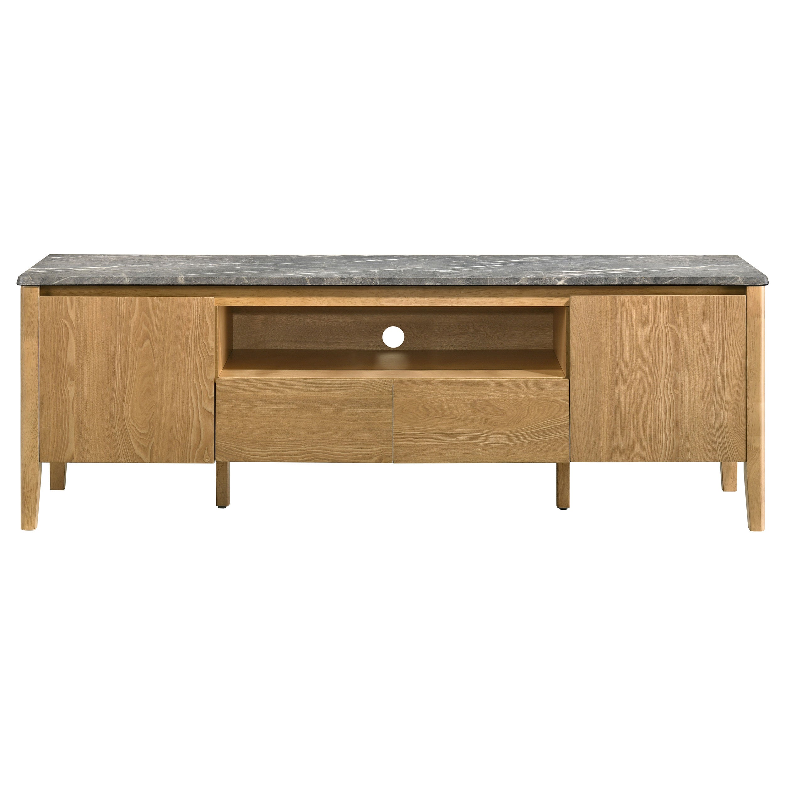 Bradley 63-inch 2-Door SmartTop TV Stand Grey and Natural-