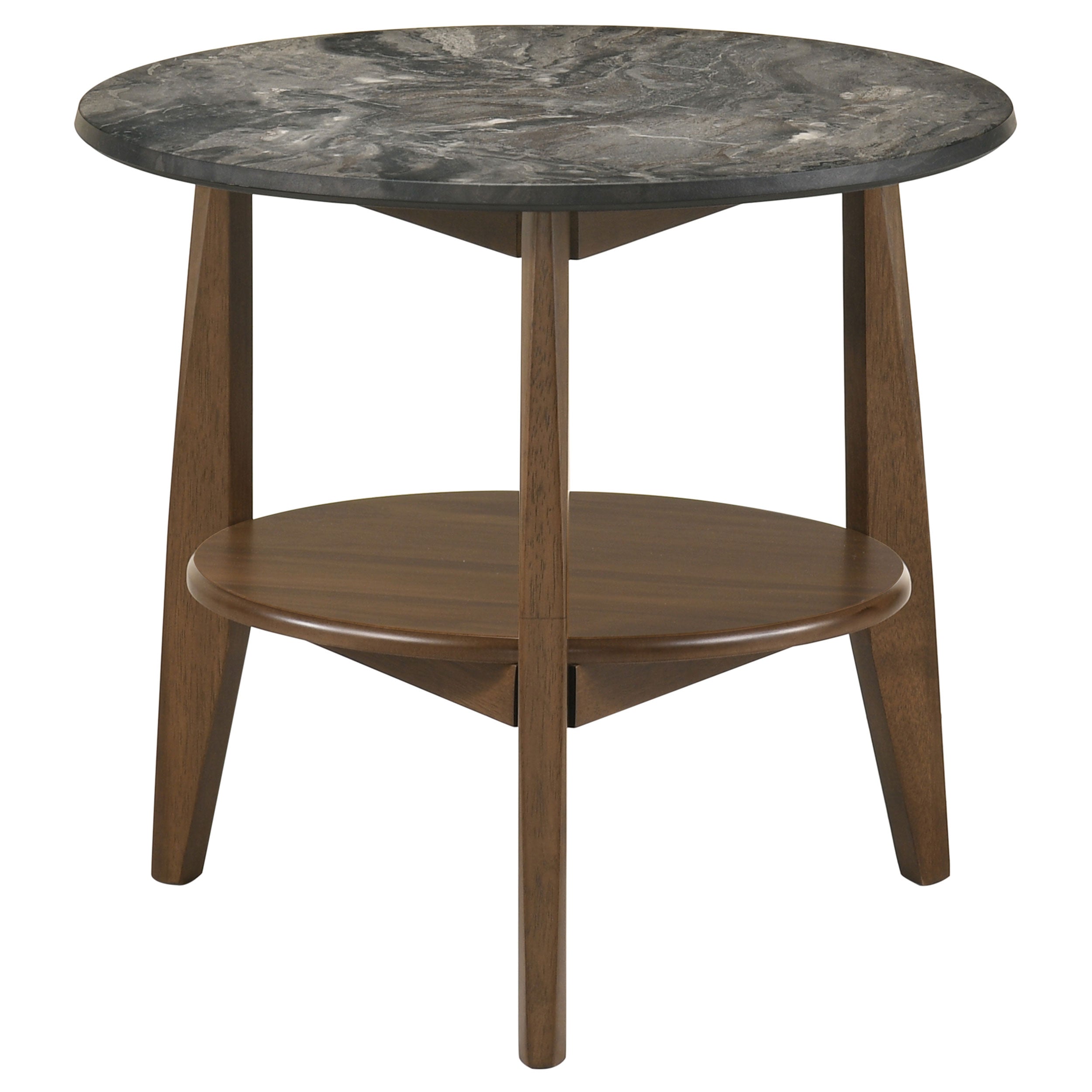 Bradley Round SmartTop End Side Table Smokey Grey and Brown-