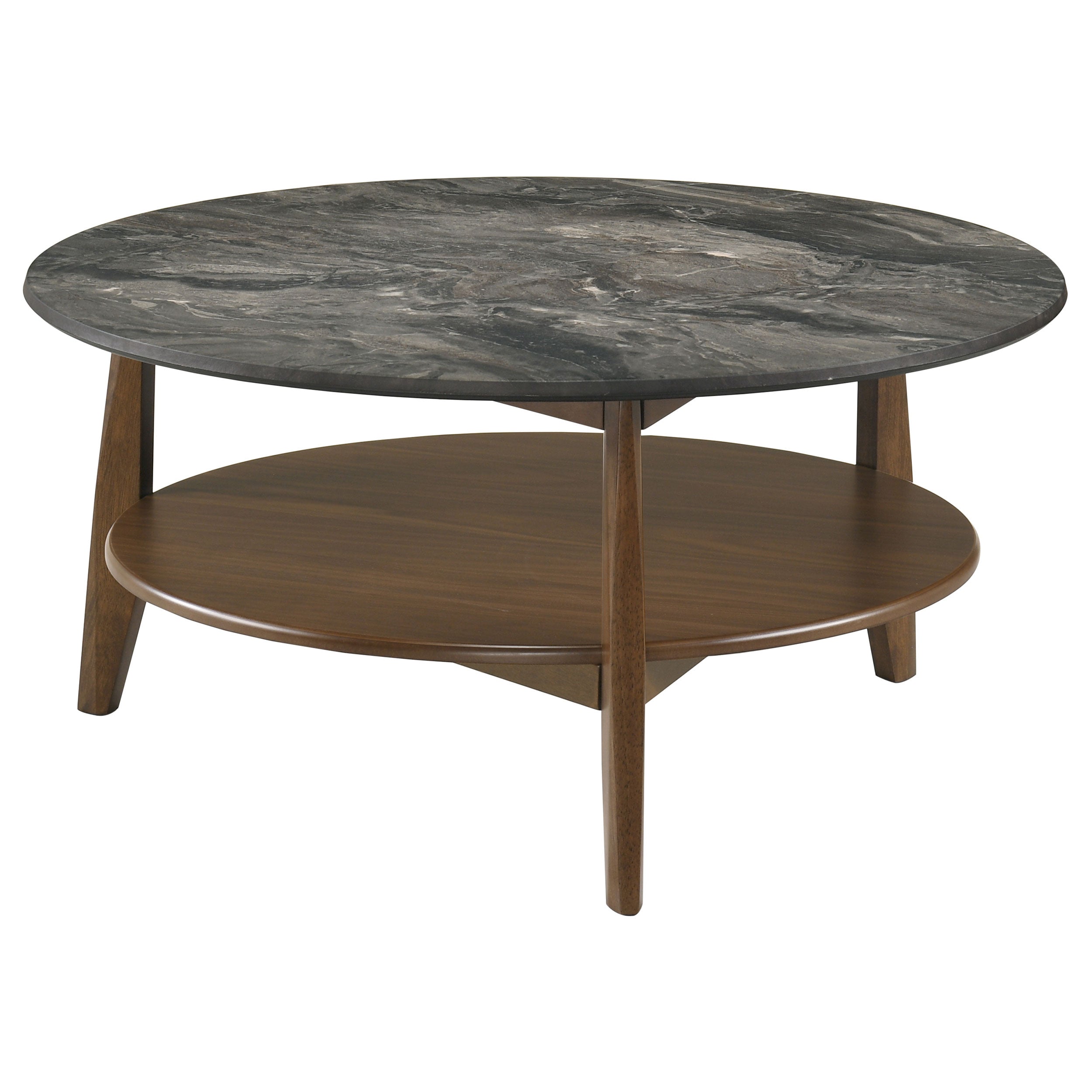 Bradley Round SmartTop Cocktail Coffee Table Smokey Grey and Brown-