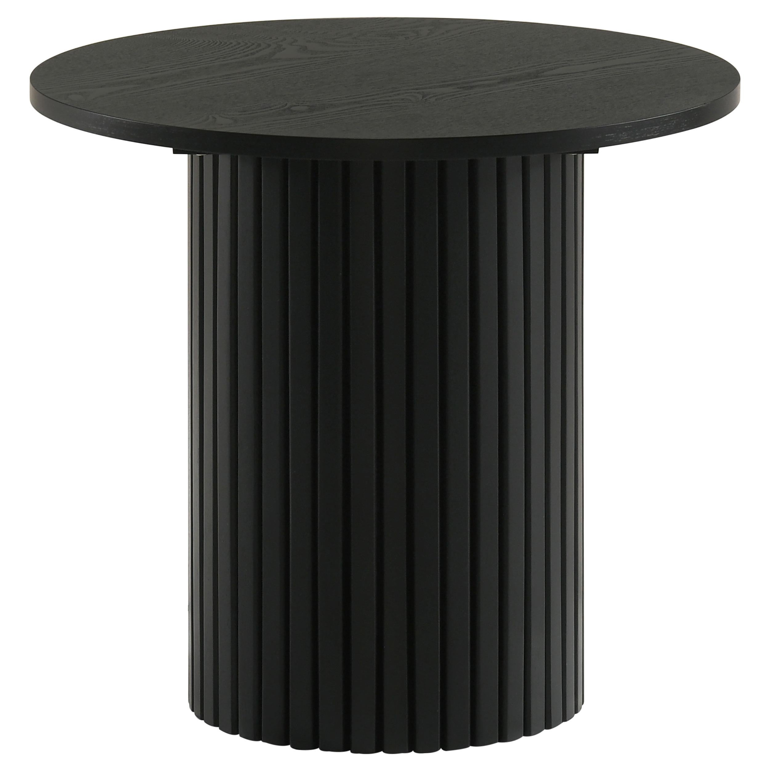 Hamlyn Round Fluted Occasional Side End Table Black-