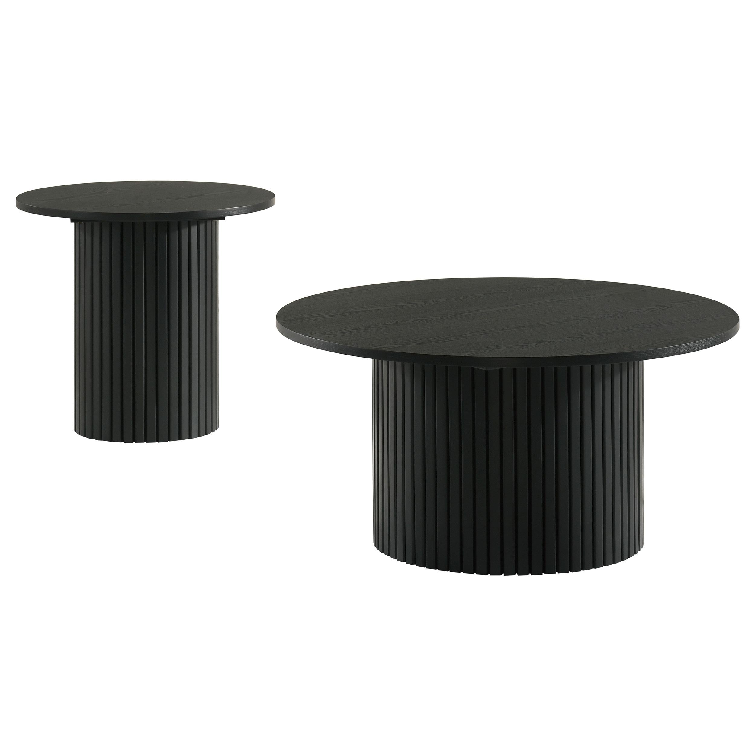 Hamlyn Round Fluted Occasional Cocktail Coffee Table Black-