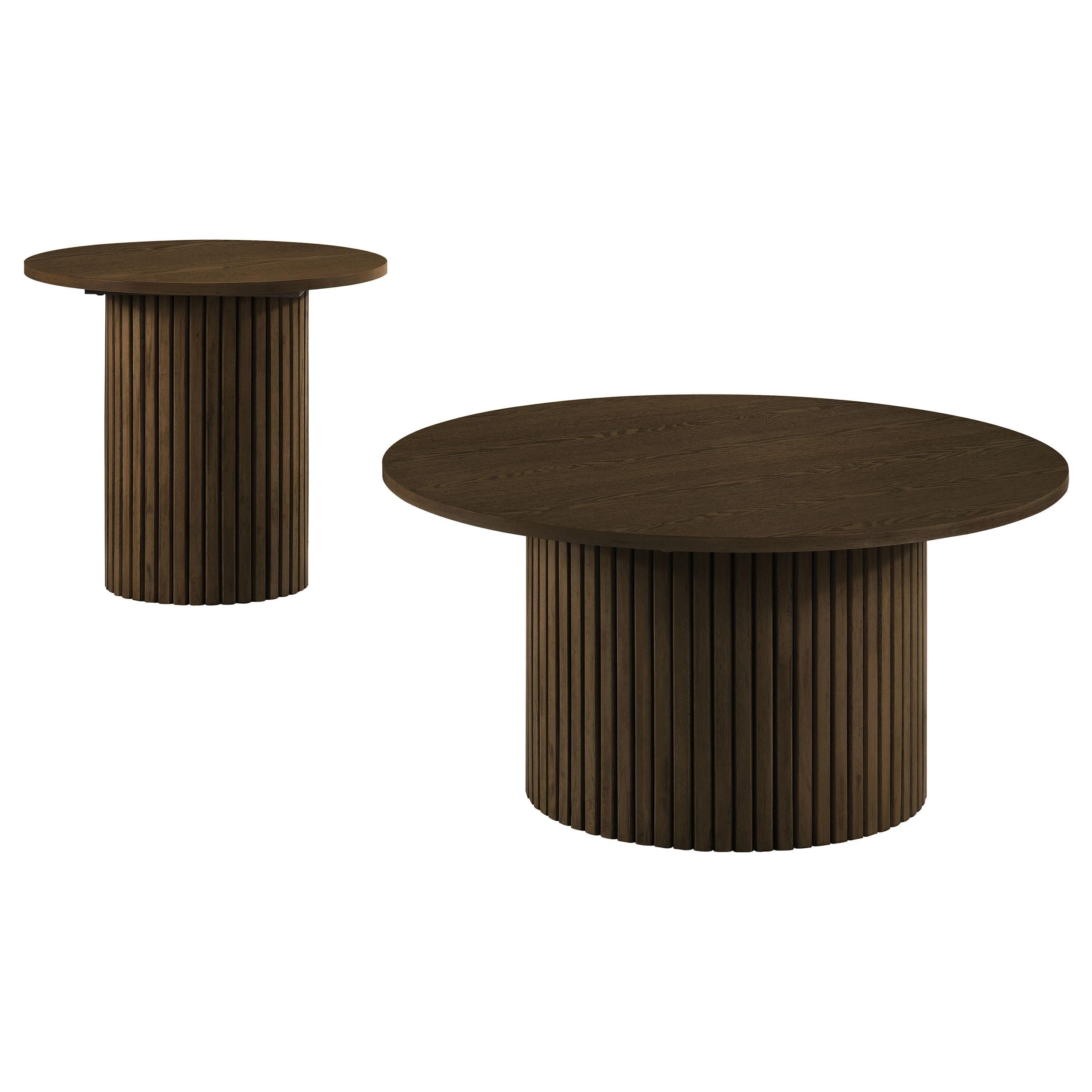 Hamlyn Round Fluted Occasional Cocktail Coffee Table Walnut-