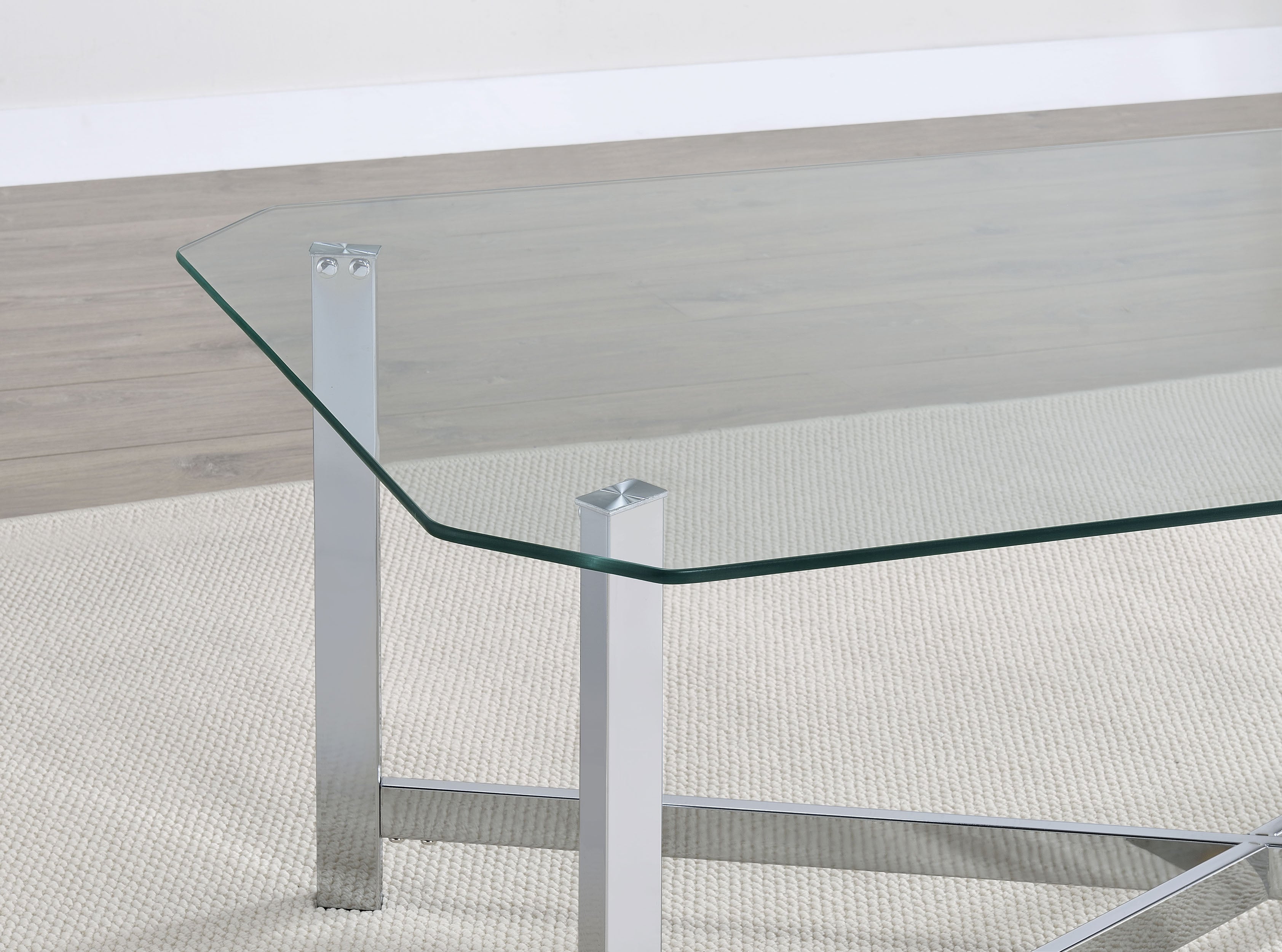 Cronin Square Tempered Glass Top Side End Table Chrome-