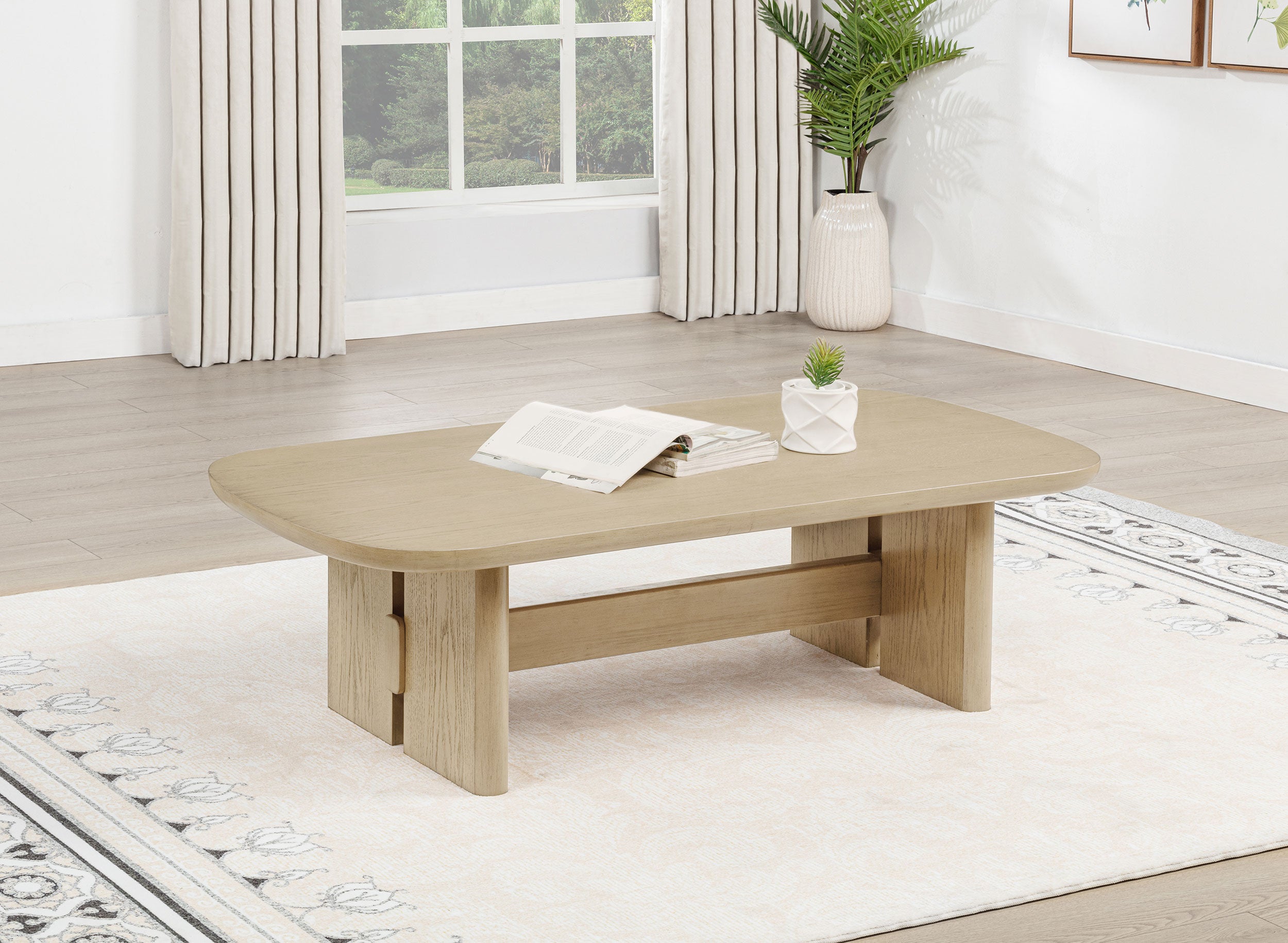 Kailani Coastal Rectangular Cocktail Coffee Table Beige Oak-